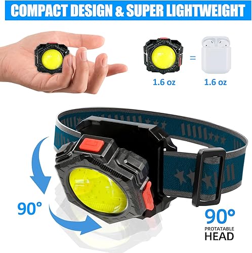 Miniatura 3 de Minsk Linterna frontal recargable, 1000 lúmenes, lámparas LED superbrillantes para exteriores, recargable, IPX4, impermeable, para caminar por la