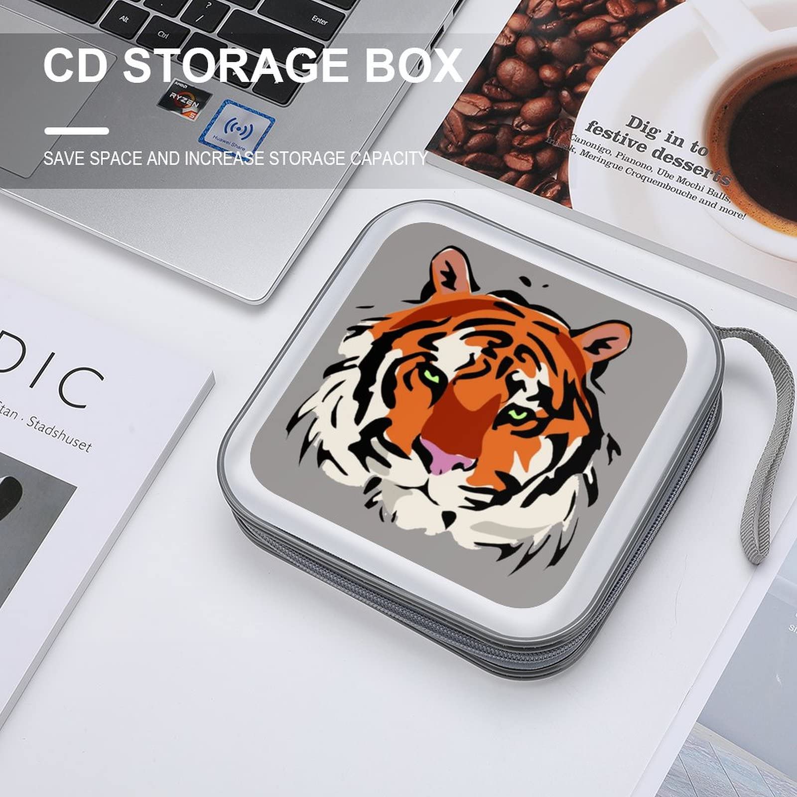 Amazon.co.jp: CD収納ボックス 虎 可愛い動物 虎柄 新年 ディスク収納