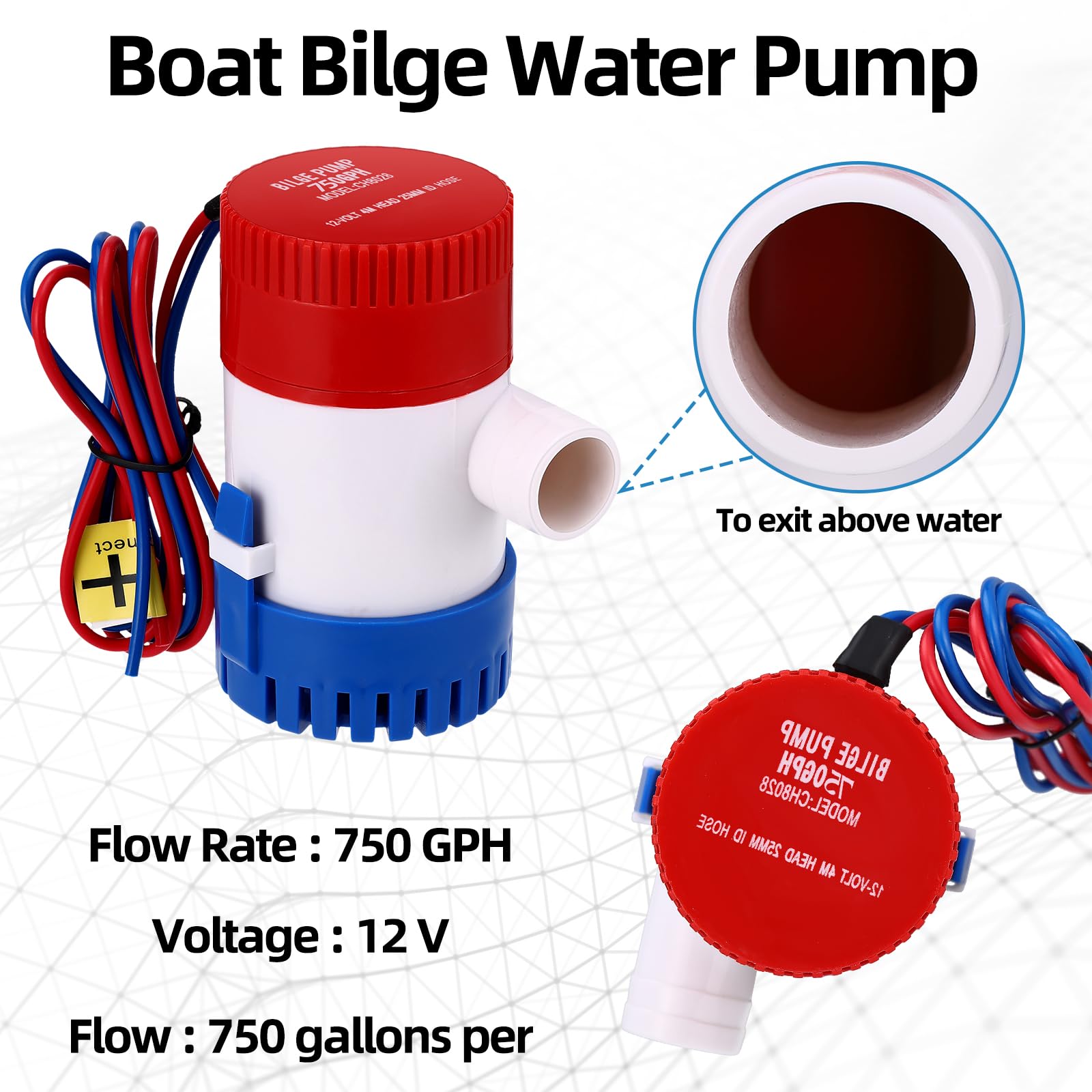 Gisafai 2 bombas de sentina de 12 V sumergibles para barco, bomba de agua de sentina eléctrica de bajo ruido, automática, no automática, para tanque de agua, estanque, piscina, yate, RVS (clásico, 750