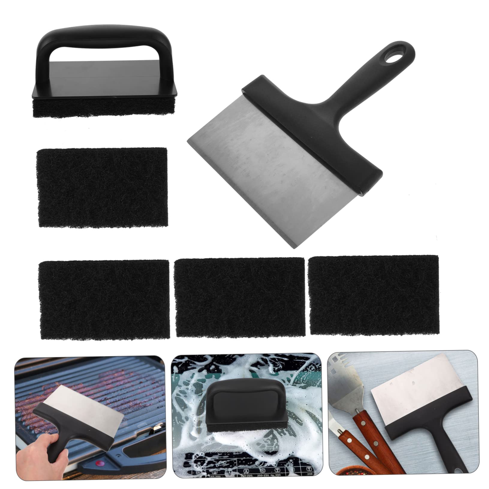 HEMOTON Spazzola Per Pulizia Barbecue Raschietto Pulizia in Acciaio Resistente Spugna Per Barbecue Set Strumento Per