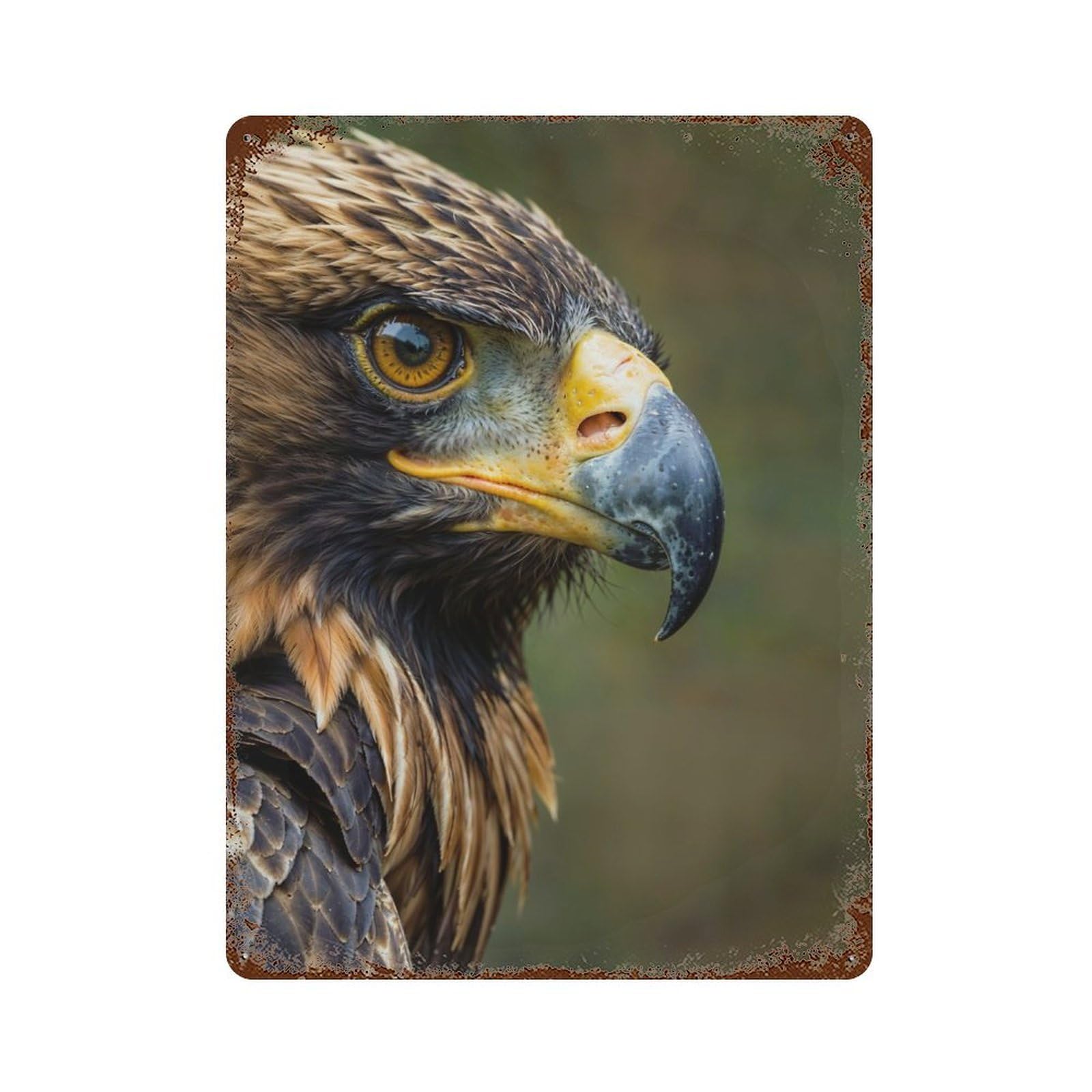 Golden Majesty Rust Effect Tin Sign 15.7"x11.8", Vintage Wall Decor for Garage, Pub Or Kitchen