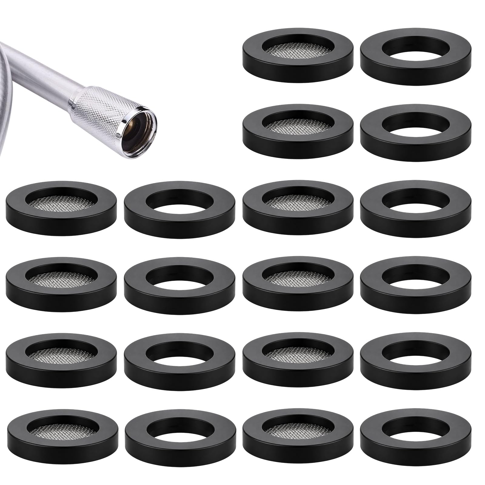 View 1 of 10PCS Shower Head Gasket + 10PCS Rubber Washers, Black Shower Hose Washers, 3/4 Inch Rubber-Washers for Shower-Head and Hose Connecting, Creates A Seal to Prevent Leakage