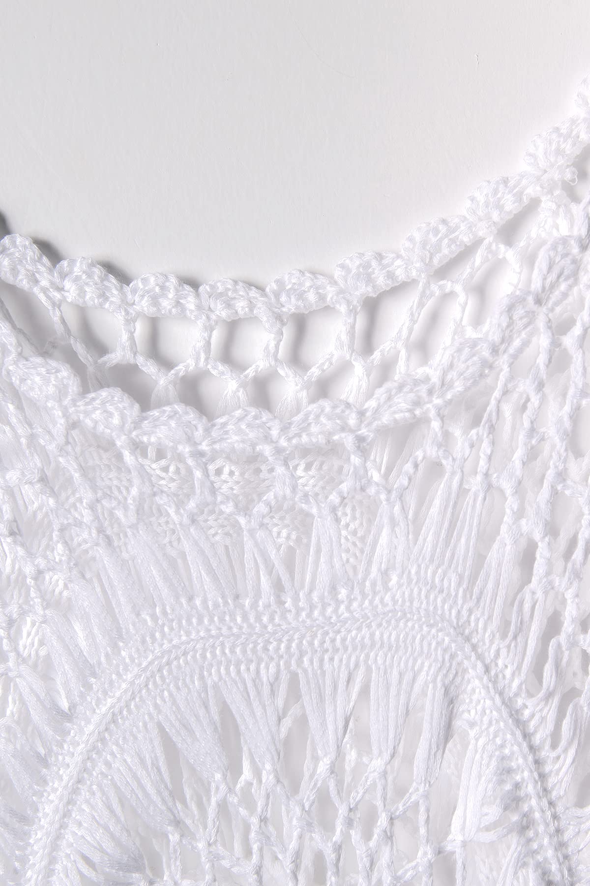 CUPSHE Damskie ponczo szydełkowe strój kąpielowy sukienki z frędzlami Hollow Out S-XXL