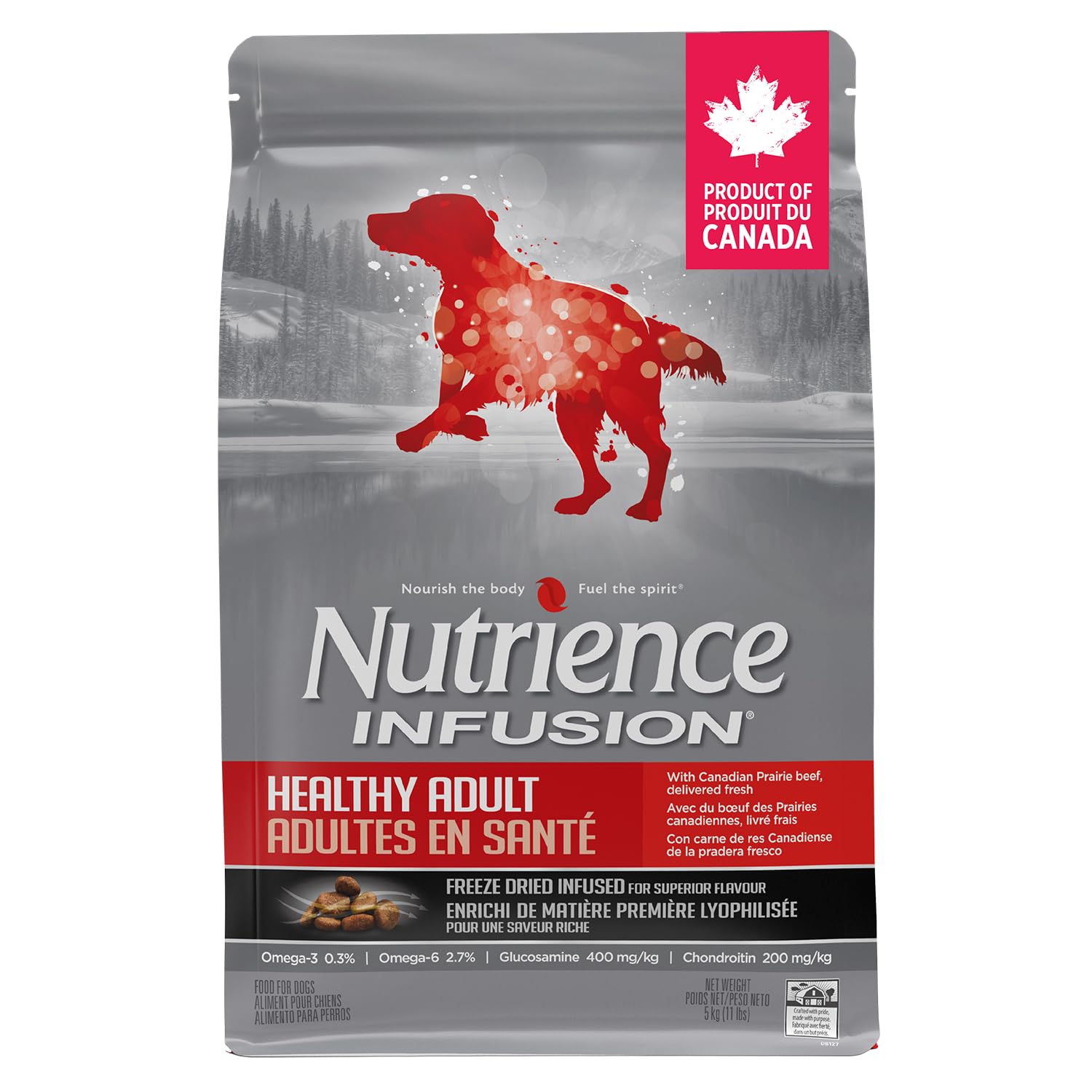 Nutrience Infusion Healthy Adult Dog Food, 5 kg (11 lb), Freeze-Dried Canadian Beef, Dry Dog Food, Nourriture Pour Chien, Manger Pour Chien
