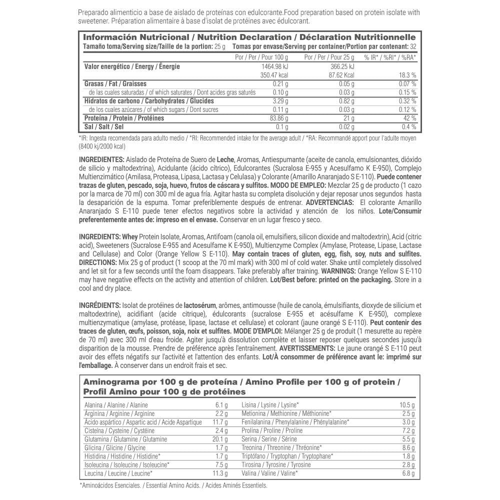 MASmusculo - Clear Whey Isolate Zero - 800 g - Sabor Multifrutas - Aumentar Masa Muscular - Aislado de Proteína de Suero de Leche Lacprodan - Complejo Multienzimático Digezyme que Mejora la Digestión