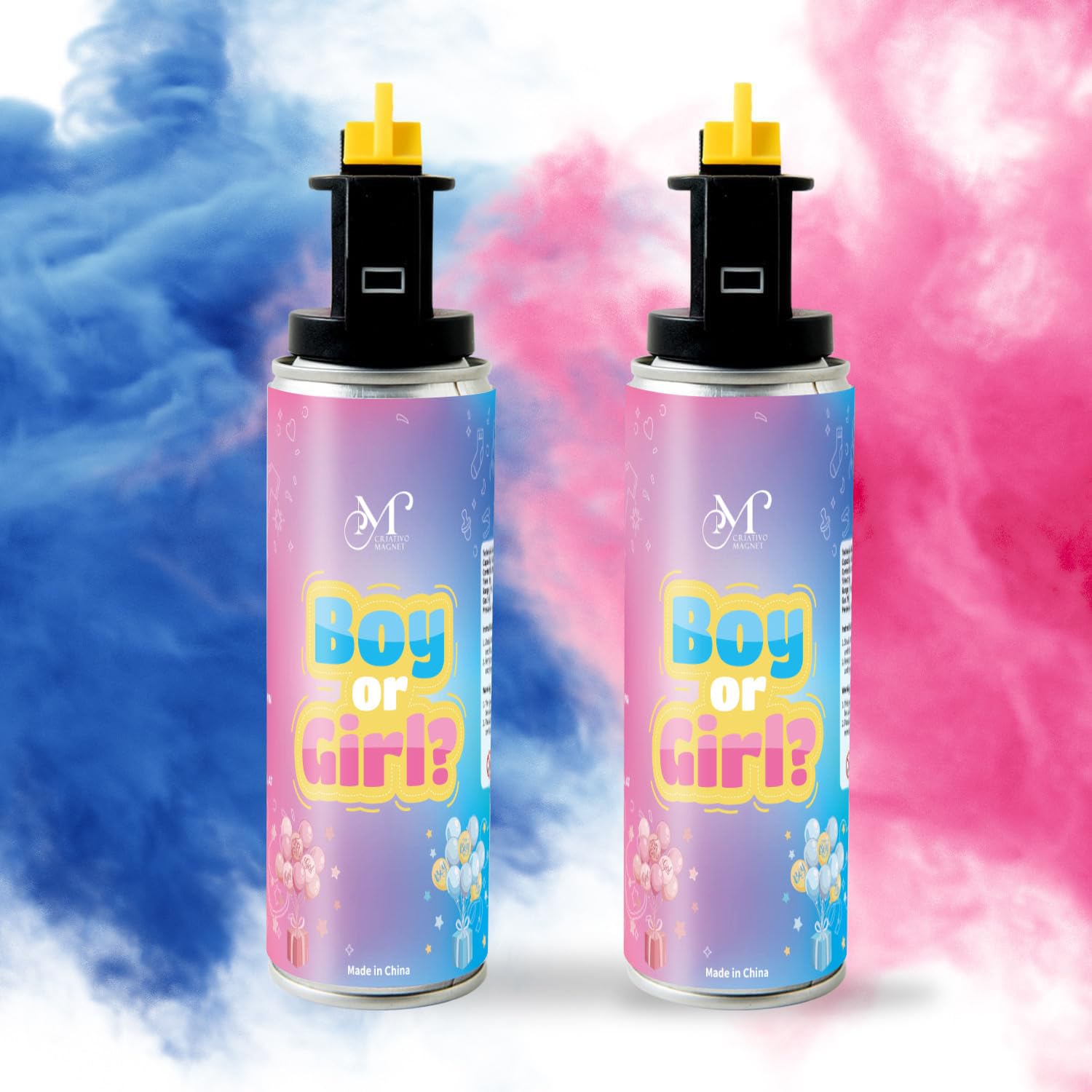 Gender Reveal Fire Extinguisher with Biodegradable Color Powder, Baby Gender Reveal Party Supplies, Gender Reveal Decorations for Boy or Girl, 2 Pack (1 Pink + 1 Blue)