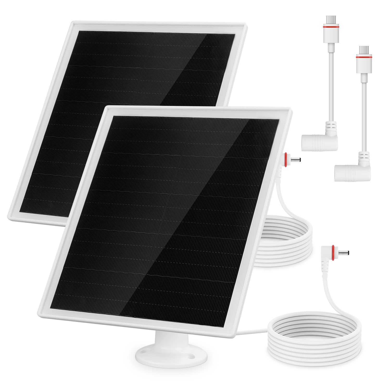 Pannello Solare per Telecamera Ring, 6W Solare per Telecamera di Sicurezza | con cavo da 9,8 Piedi, IP66 Impermeabili Monocristallino Pannelli Solari con 360° Staffa Rotante, 2 Pack