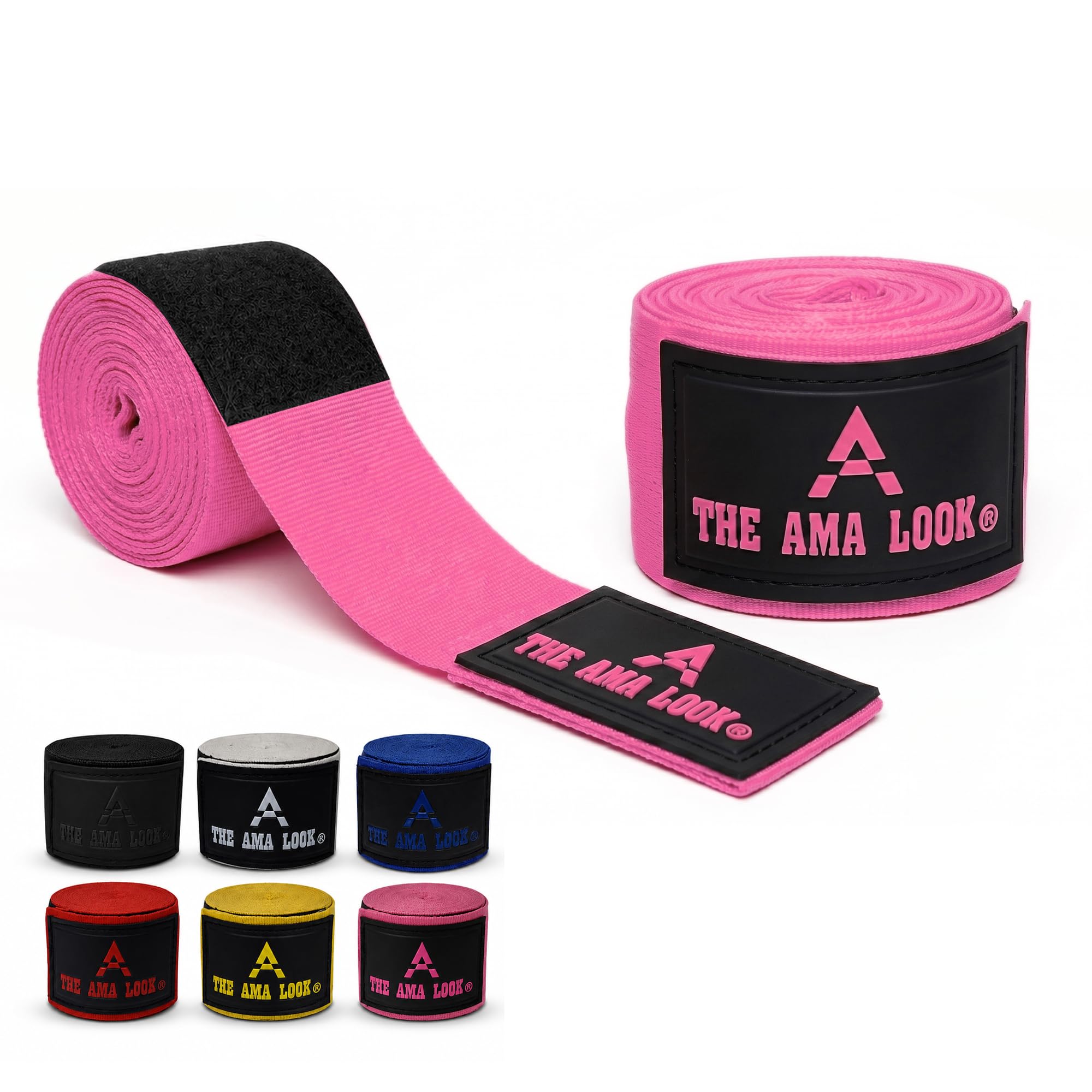 The AMA LOOK Boxing Hand Wraps for Men & Women, 2.5M / 4.5M Elastic, Wrist & Knuckle Protection for Boxing, MMA, Muay Thai, Kickboxing, Punch Bag Training (Pink, 2.5M)