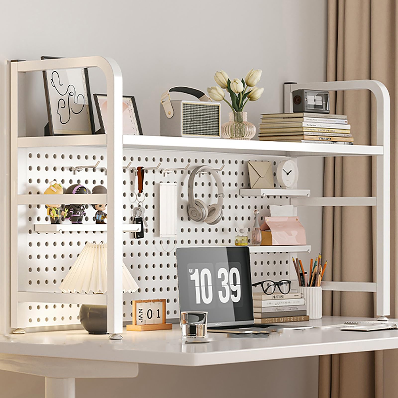 Étagère de bureau perforée blanche 115x68cm charge maximale 50kg