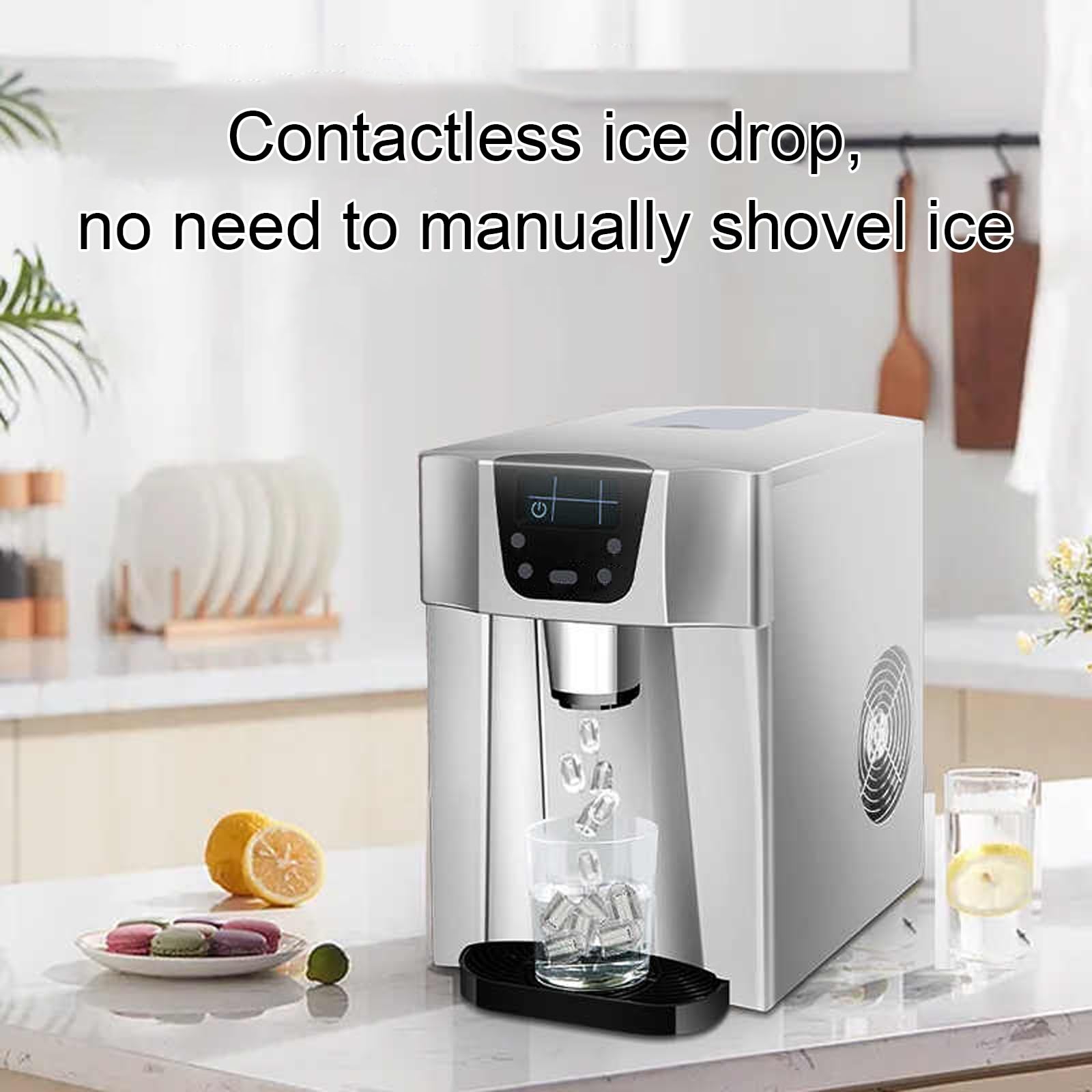 Water Cooler Dispenser Built-In Nugget Ice Maker 9 Cubes Ready In 6-10 Mins Ice Makers Countertop 33lbs In 24hrs Manual Water Addition For Home Office on Fridge.com - View 5