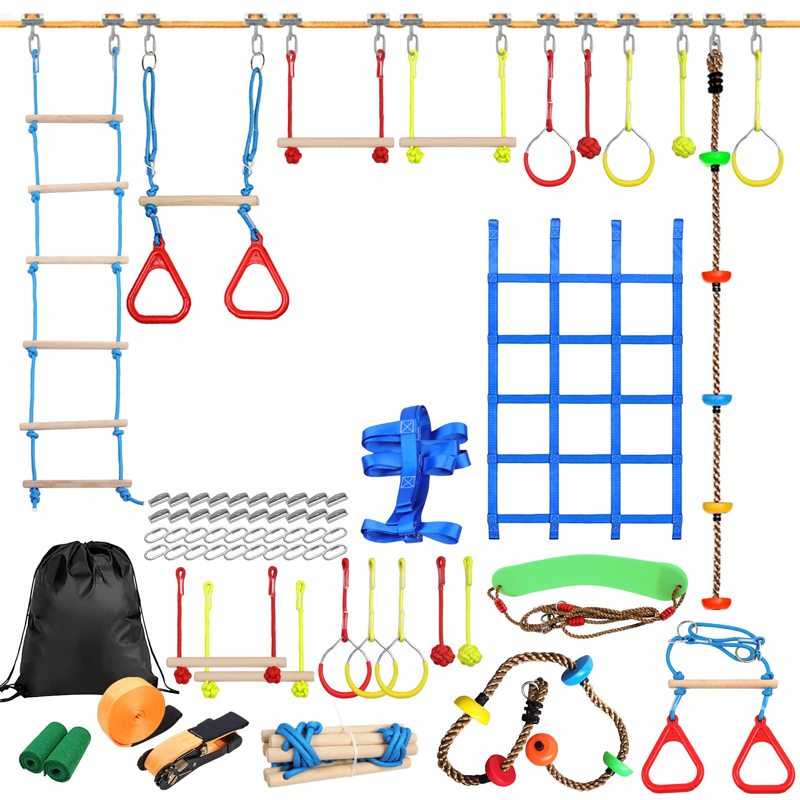 Pepisky Kids Climbing Obstacle Kit Children Line Obstacle Course Outdoor Playset Swing Accessories