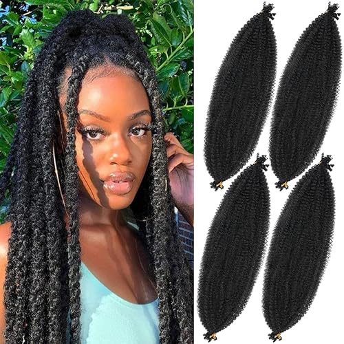 Youngther Extensiones de cabello sintético de ganchillo sintético preseparado de 36 pulgadas, 4 paquetes de cabello trenzado de resorte suave para