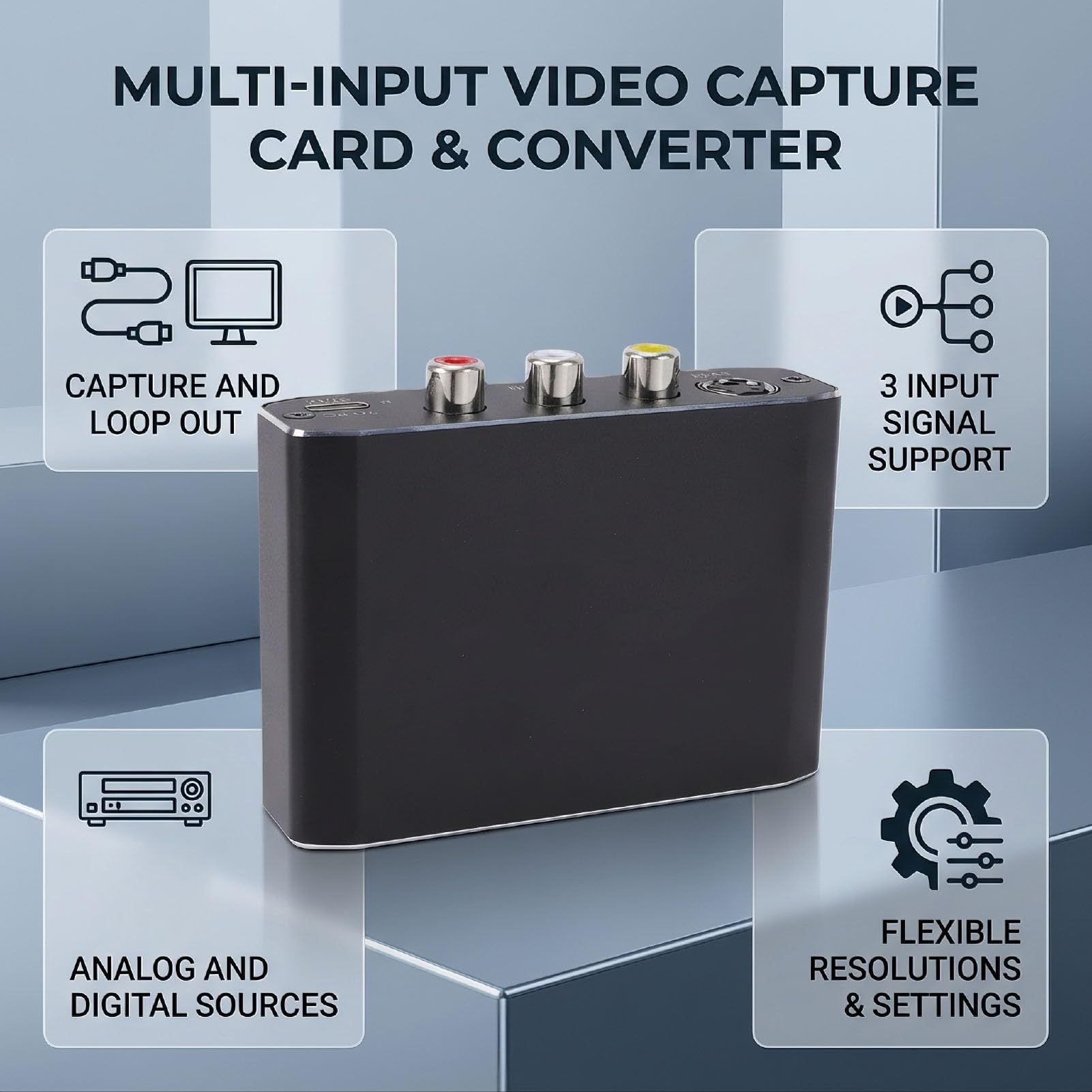 Garsent Tarjeta de Captura de Vídeo AV S Video HDMI a USB Salida en Bucle