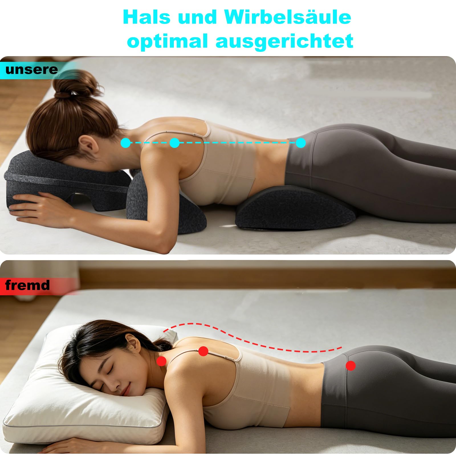 Set de Almohadas Faciales y Almohadas de Masaje para el Pecho, Reposacabezas de Masaje y Almohada de Apoyo para la Cama para Salones de Belleza, Spas y Uso Diario (Gris Oscuro)