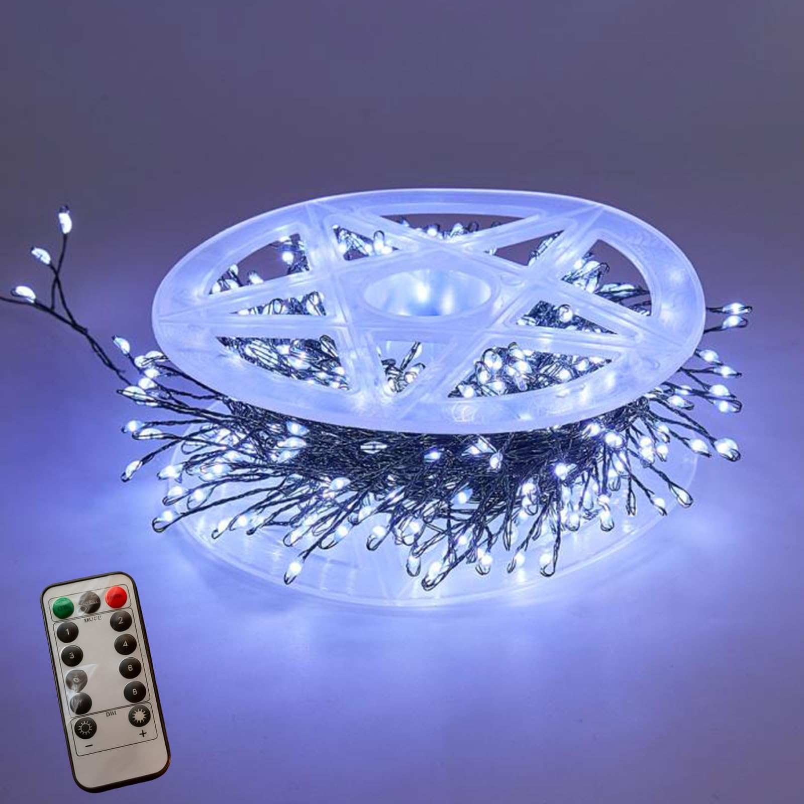 Zenova LED Copper Wire Firecracker Light String for Christmas Tree, 6M 200 LEDs Copper Wire Fairy Lights,8 Mode Holiday Decoration Atmosphere Lights for Wreath Fireplace Decorations (White Light)