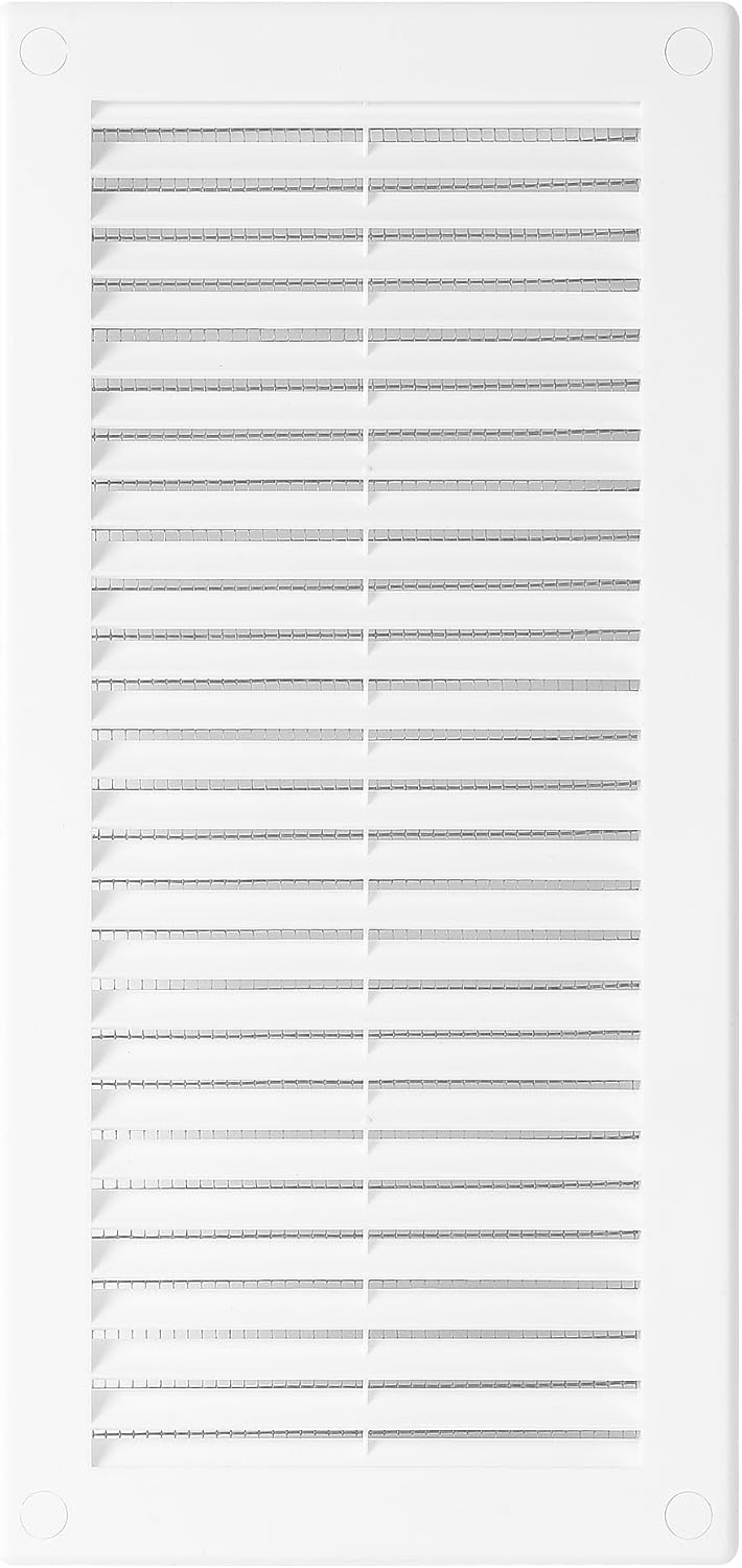 Awenta 4" x 11" Inch Rectangular Plastic White Ventilation Grille with Mesh - Intake, Exhaust, Dryer Soffit Air Vent Cap - HVAC Ceiling Register Vent Cover - Crawl Space Exhaust Wall Vent Hose