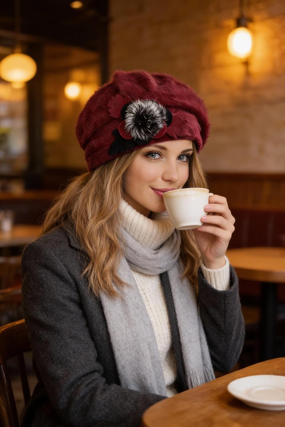 VECRY Women's 100% Wool Bucket Hat Felt Cloche Beret Dress Winter Beanie Hats - Image 5