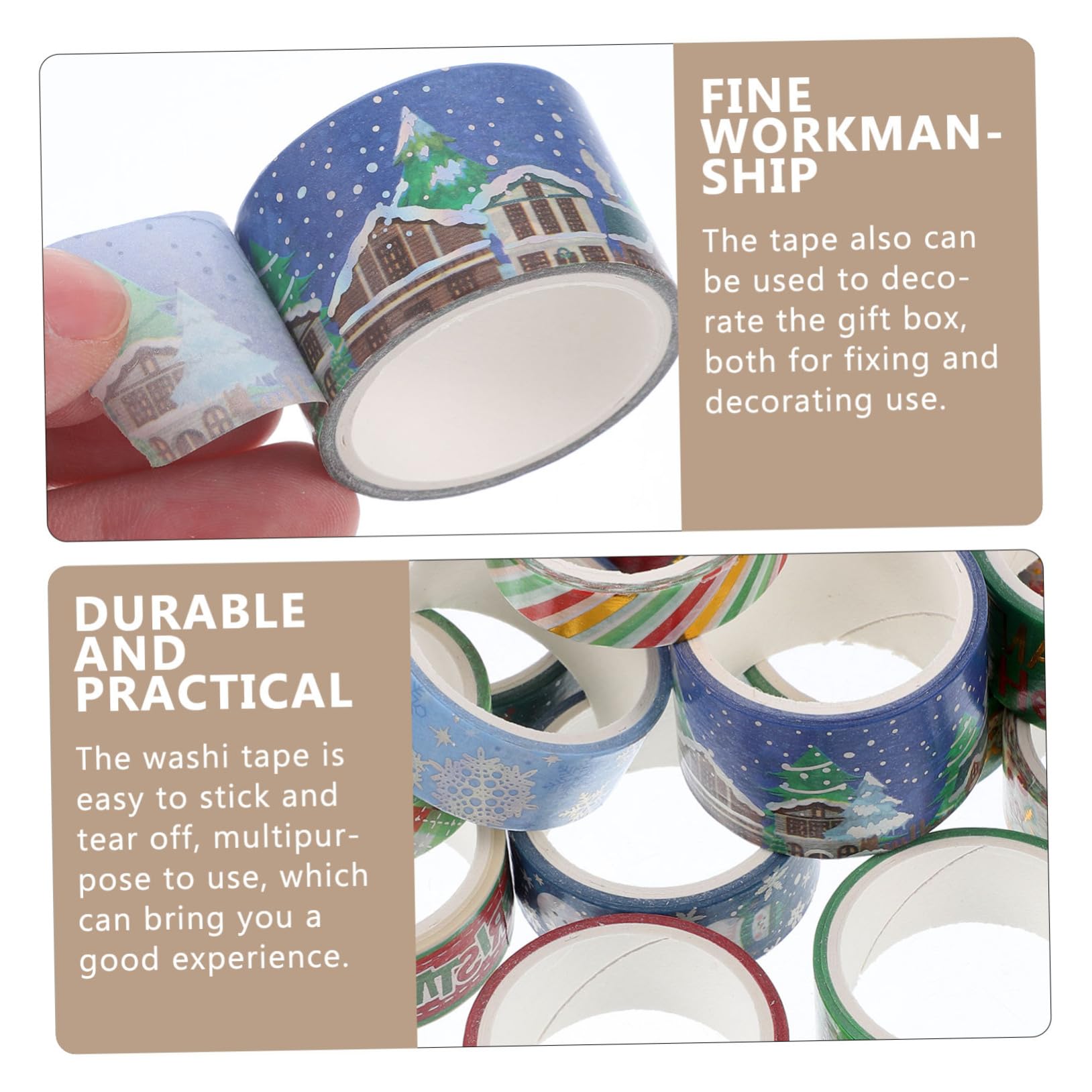 Operitacx 4 Set Nastro Washi Natalizio Con Stampa A Caldo Adesivi Decorativi Fai Da Te 16 Pezzi 3 M/Rotolo Nastro Per Abbellimenti Di Scrapbooking Etichette A Pois Adesivi 16 * 4