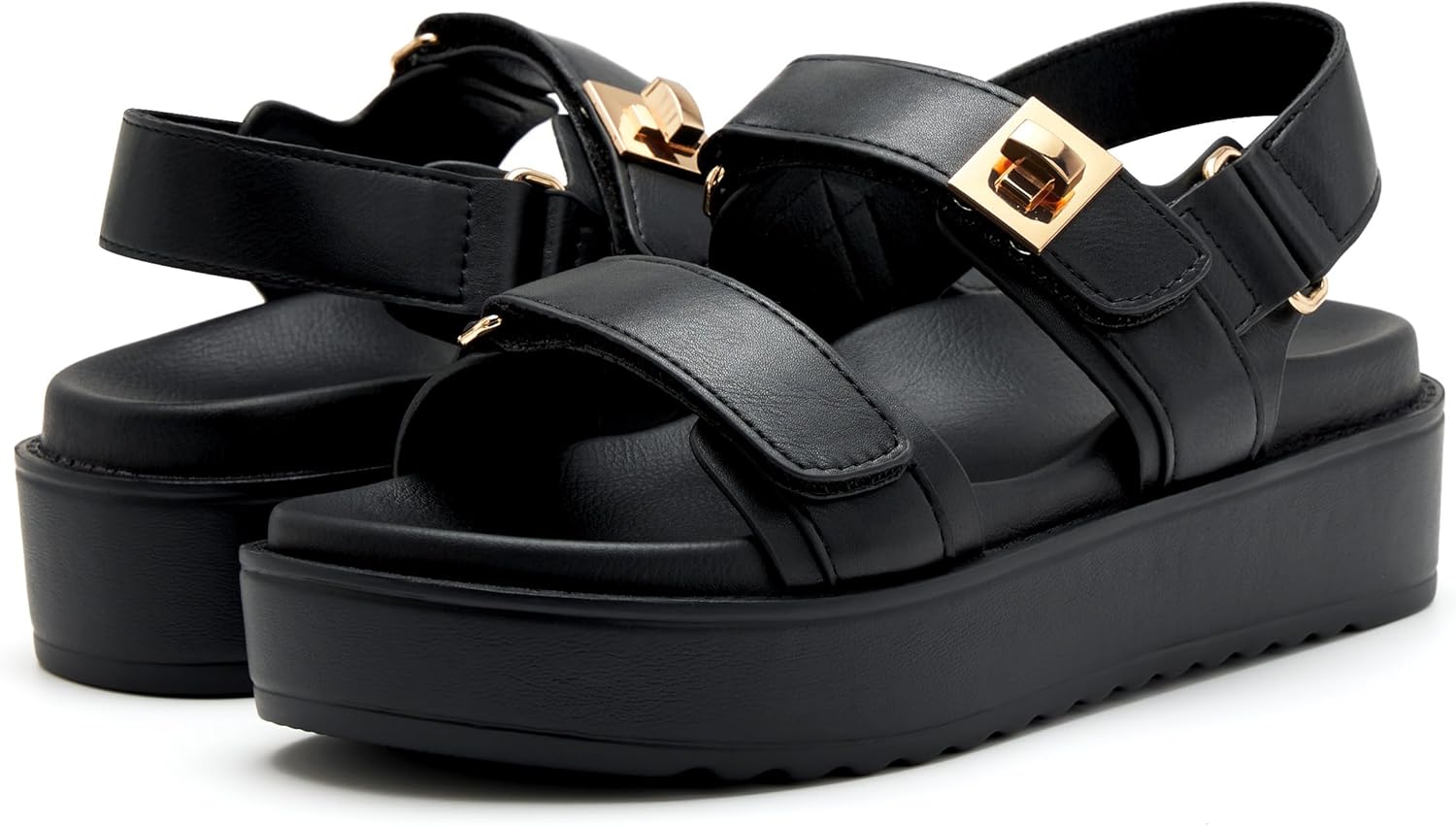 vodvob Women’s Flat Sandals with Soft Cushioned Footbed Open Toe Slides Adjustable Slip On Slippers for Summer - Image 3