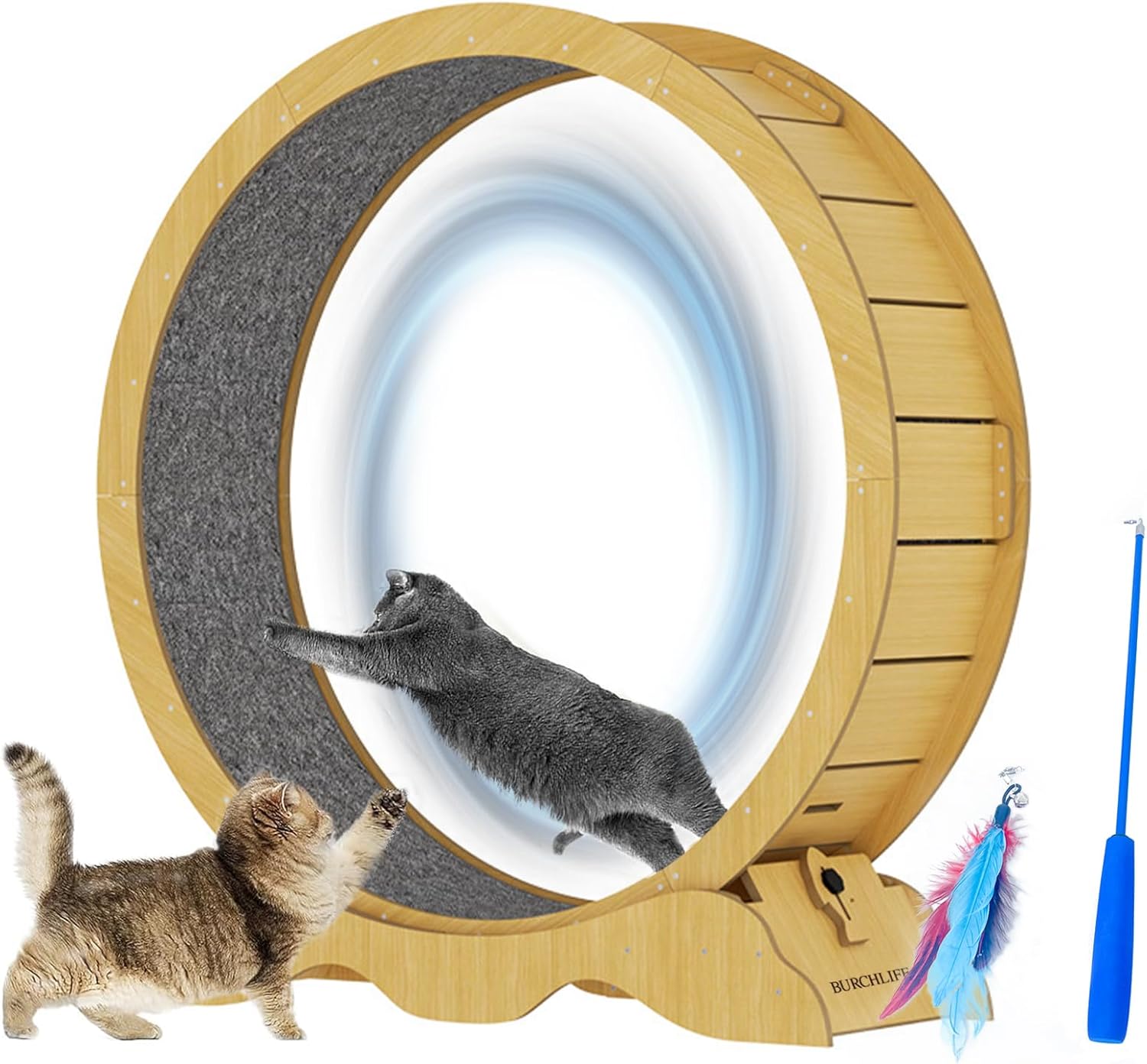 Cat Exercise Wheel 45 Inch Treadmill for Indoor Cats, Running Wheel with Detachable Carpeted Runway, Cat Running Wheel Carpet Suitable for Most Cats Weight Loss and Health