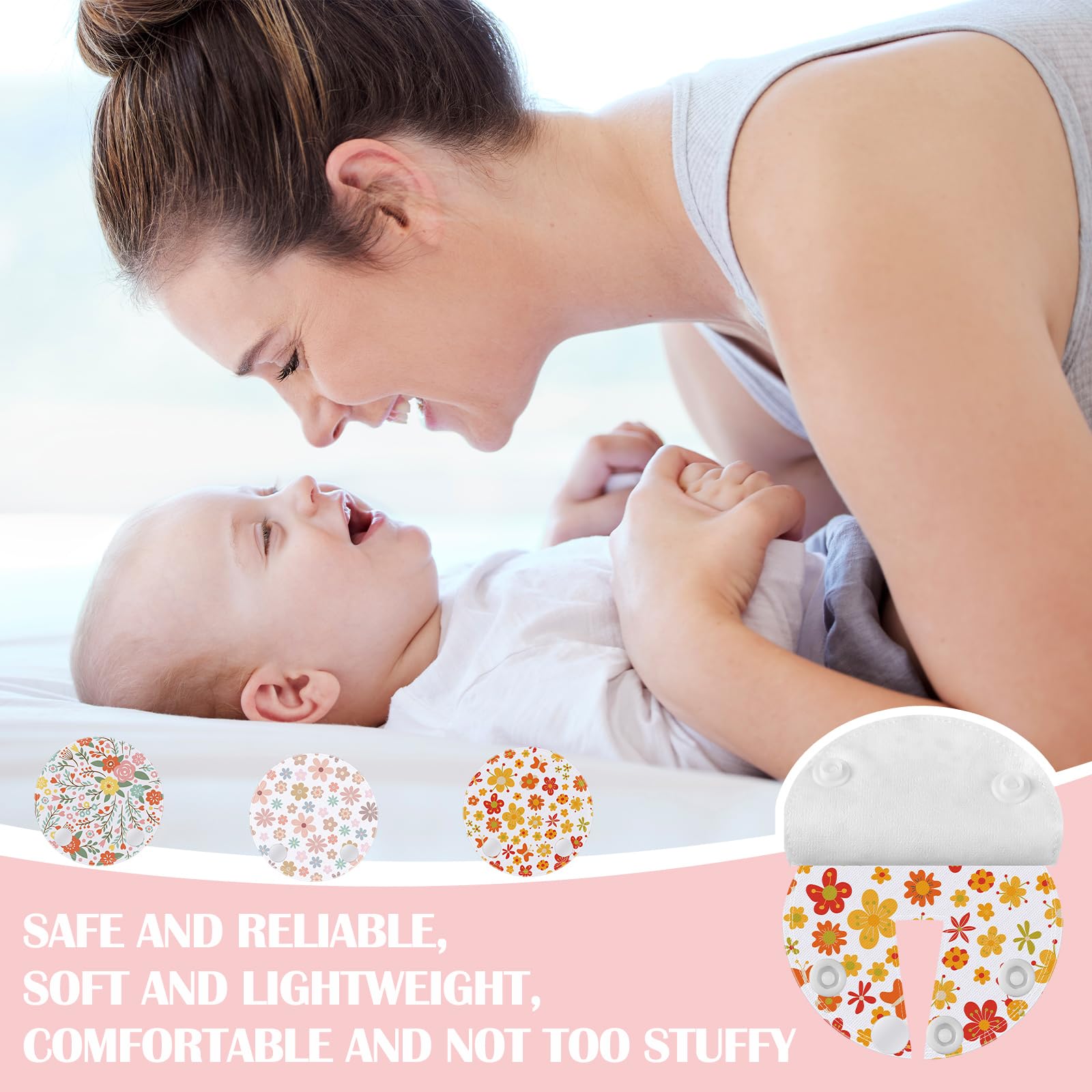 Breling Paquete de 18 almohadillas de tubo de alimentación, almohadillas de botón, fundas de botón de tubo de g, reutilizables, suministros de alimentación de dinosaurios para niños y bebés, cuidado