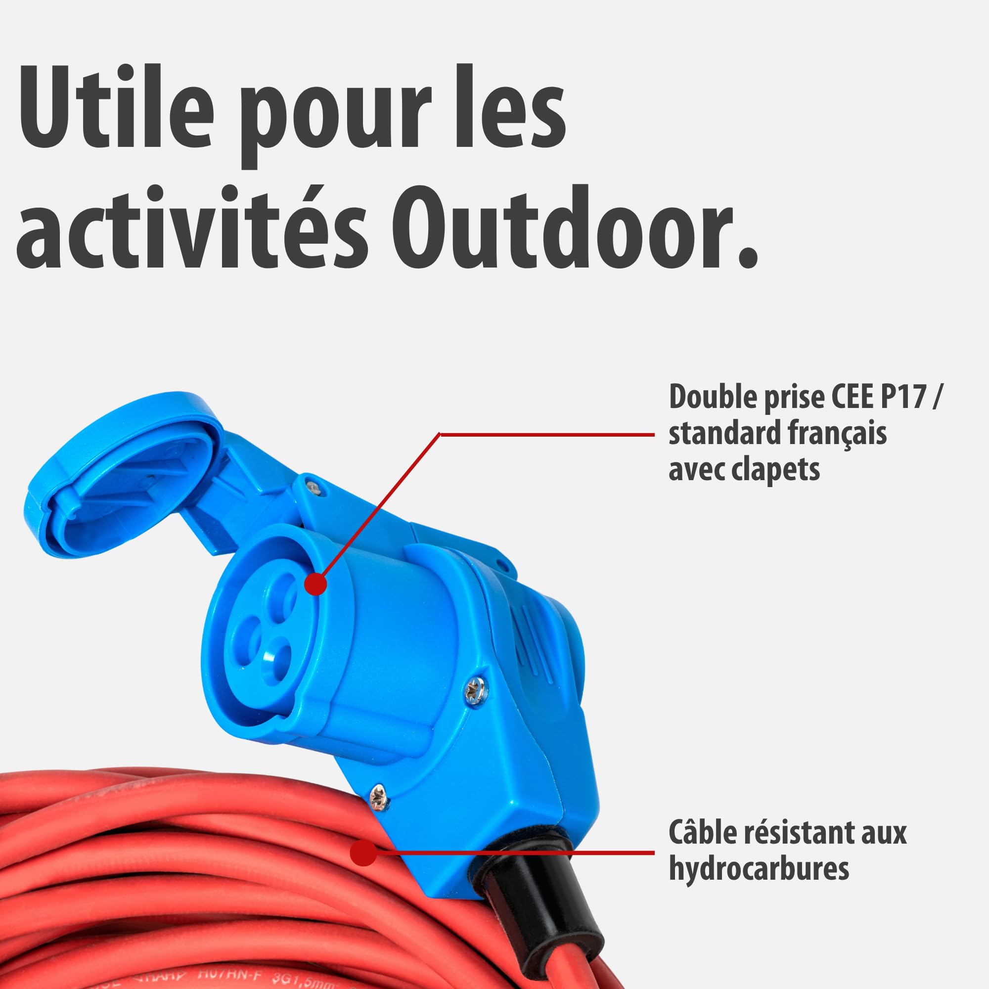 Brennenstuhl Rallonge électrique/Prolongateur électrique pour Camping-Cars, caravanes, Bateaux, commerces ambulants (10m H07RN-F 3G2,5, en extérieur), fabriquée en France