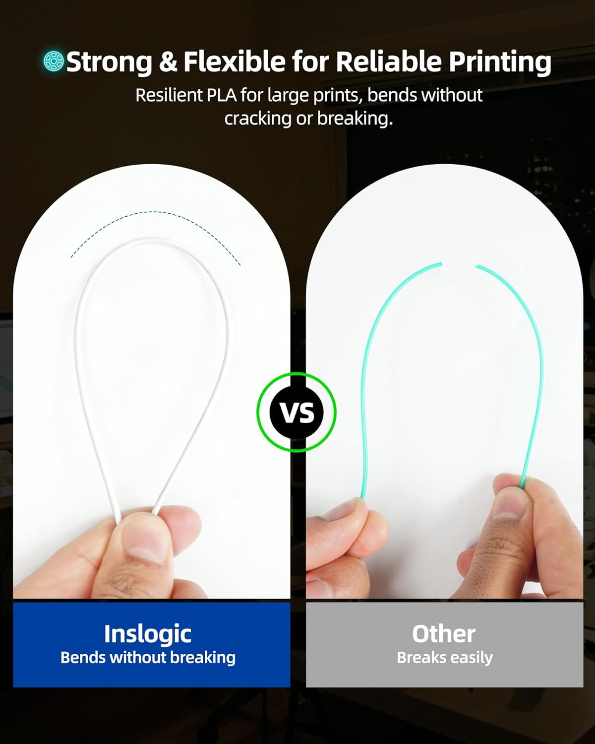 Inslogic PLA Glow in The Dark Filament, White (Blue Glow), Luminous 3D Printing Filament 1.75mm ±0.02mm, 1kg Reusable Spool, Compatible with SUNLU and Bambu Lab Refill System - Image 6
