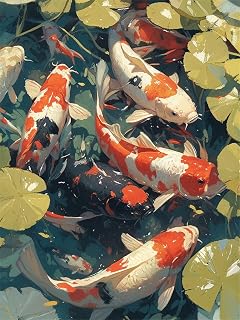 Koi Fish Diamond Art Kits for Adults 20x28inch Diamond Painting Lake, Full Round Drill Crystal Gem Art Painting, DIY Rhinestone Embroidery Cross Stitch Arts and Crafts Pictures Kits, Gifts z894-t