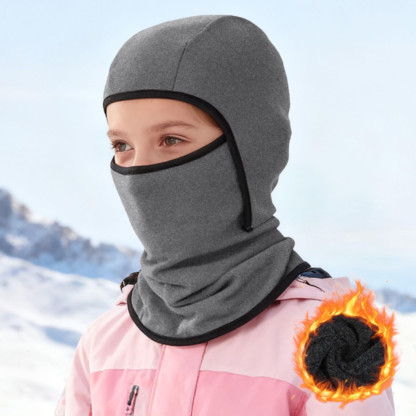 Kinder Sturmhaube Winter, Multifunktional Winddicht Fleece Warm Skimaske Radfahren Gesichtsmaske unter dem Helm, Sturmmaske Mütze mit Halswärmer für Jungen Mädchen 6–13, Winter Outdoor Sport