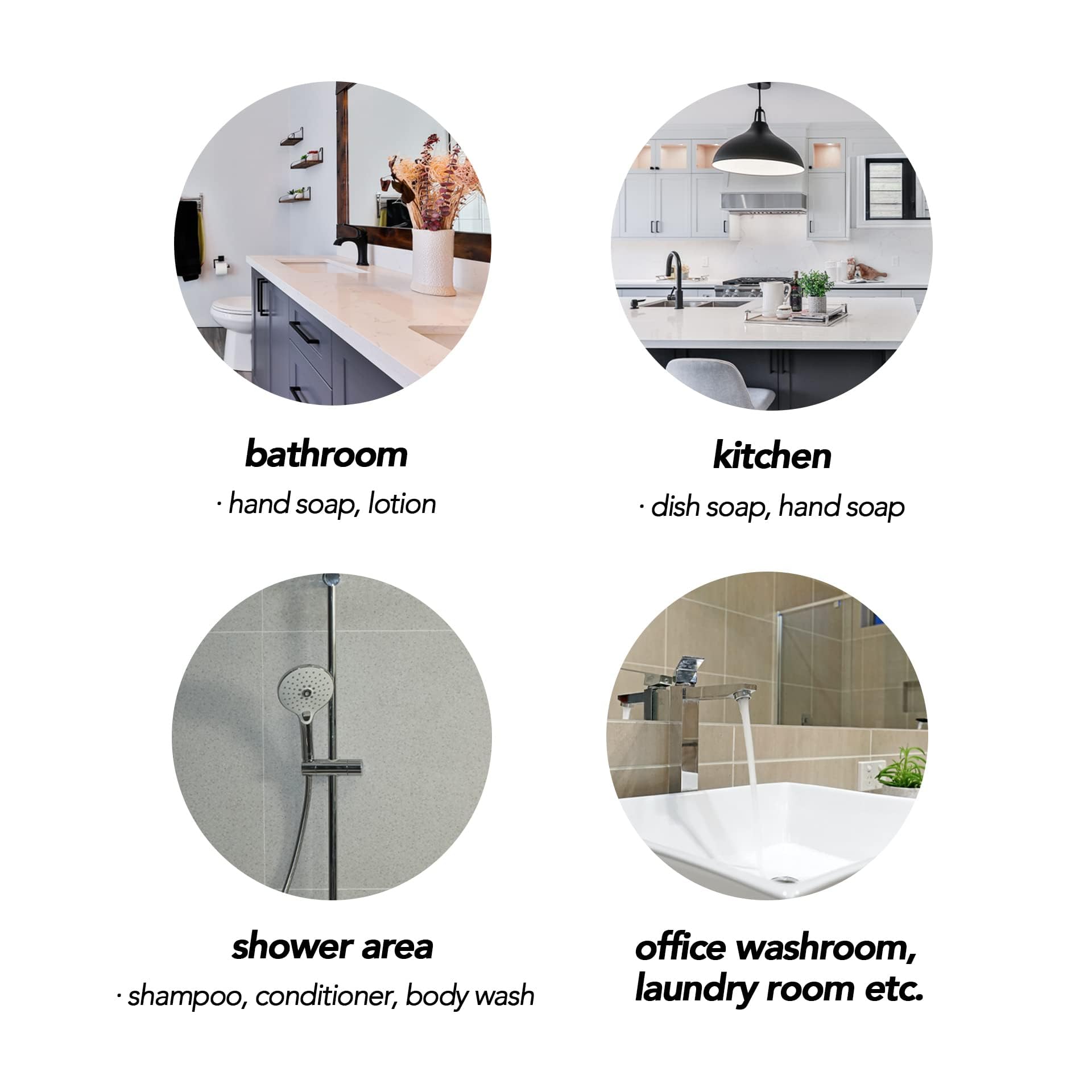 Set di 2 dispenser di sapone moderno bianco e nero con pompa argentata per bagno e cucina, stile arte contemporanea, finitura opaca, antiruggine, 250 ml