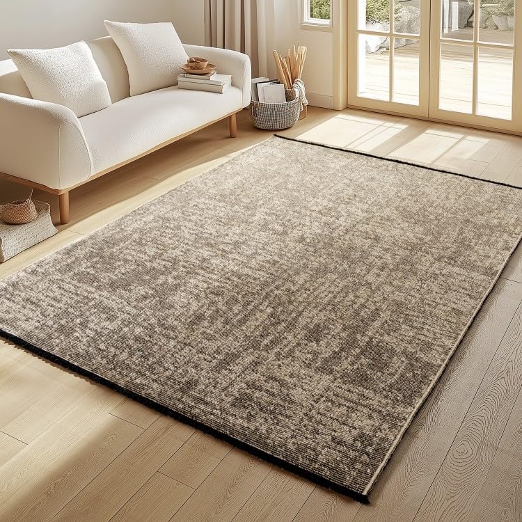 Tapis d’intérieur, Motif marbré, Couleur Beige, matière Chenille de Coton, Style scandinave - Dimension : 200x290 cm - Couleur : Beige
