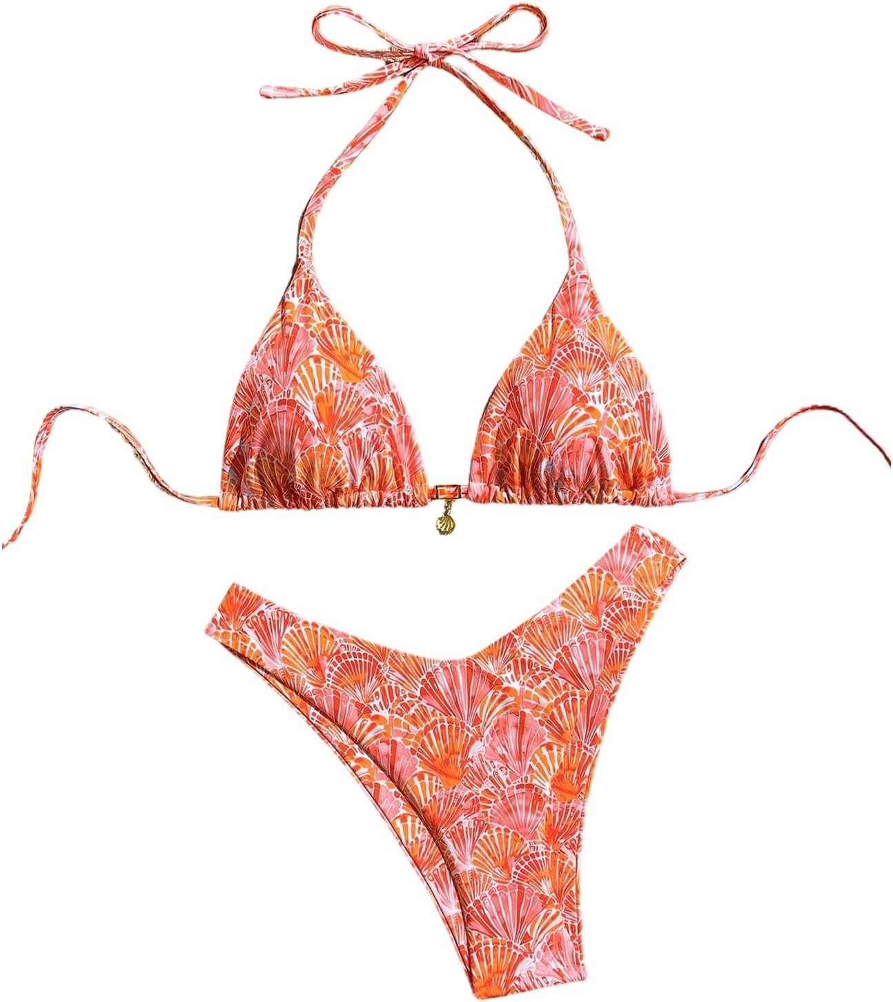 BEAUDRM Women's 2 Piece Leopard Bikini Set Cheetah Thong Bikini Sexy Triangle High Cut Swimsuit String Cheeky Bathing Suit