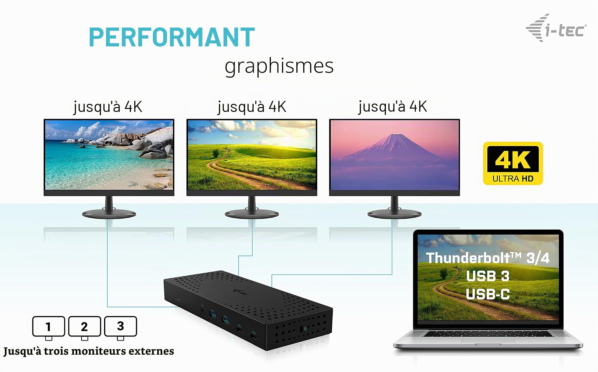 I-Tec Usb 3.0 / UsB-C / Thunderbolt, 3x 4k Docking Station Gen 2 + Power Delivery 100w (I-Tec Usb 3.0 3x 4k Dock Gen 2 - Usb 3.0/ C/ Tb 3/4 Pd100w)