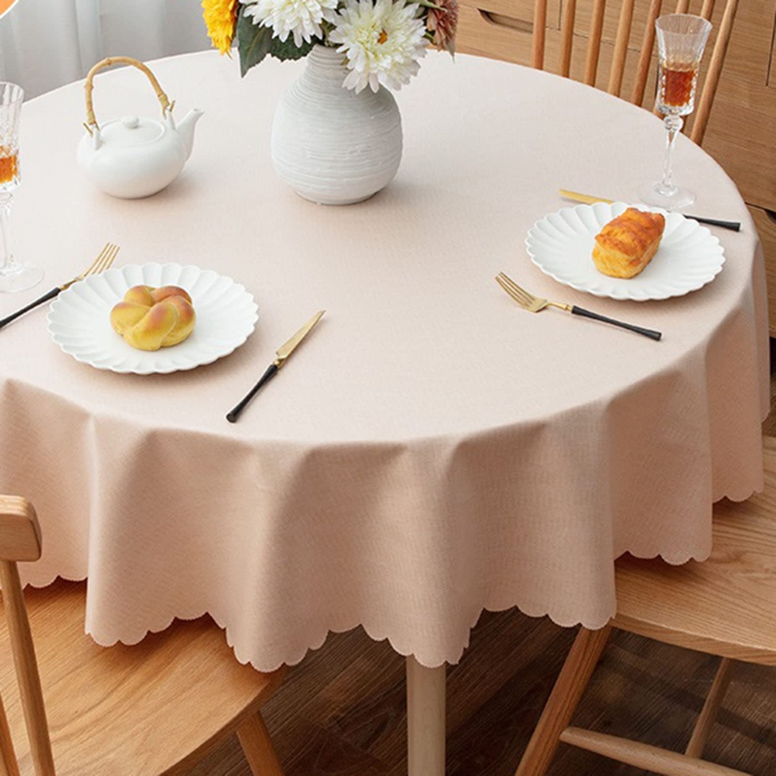 Nappe ronde unie couleur C diamètre 100cm couvre-table salon cuisine salle