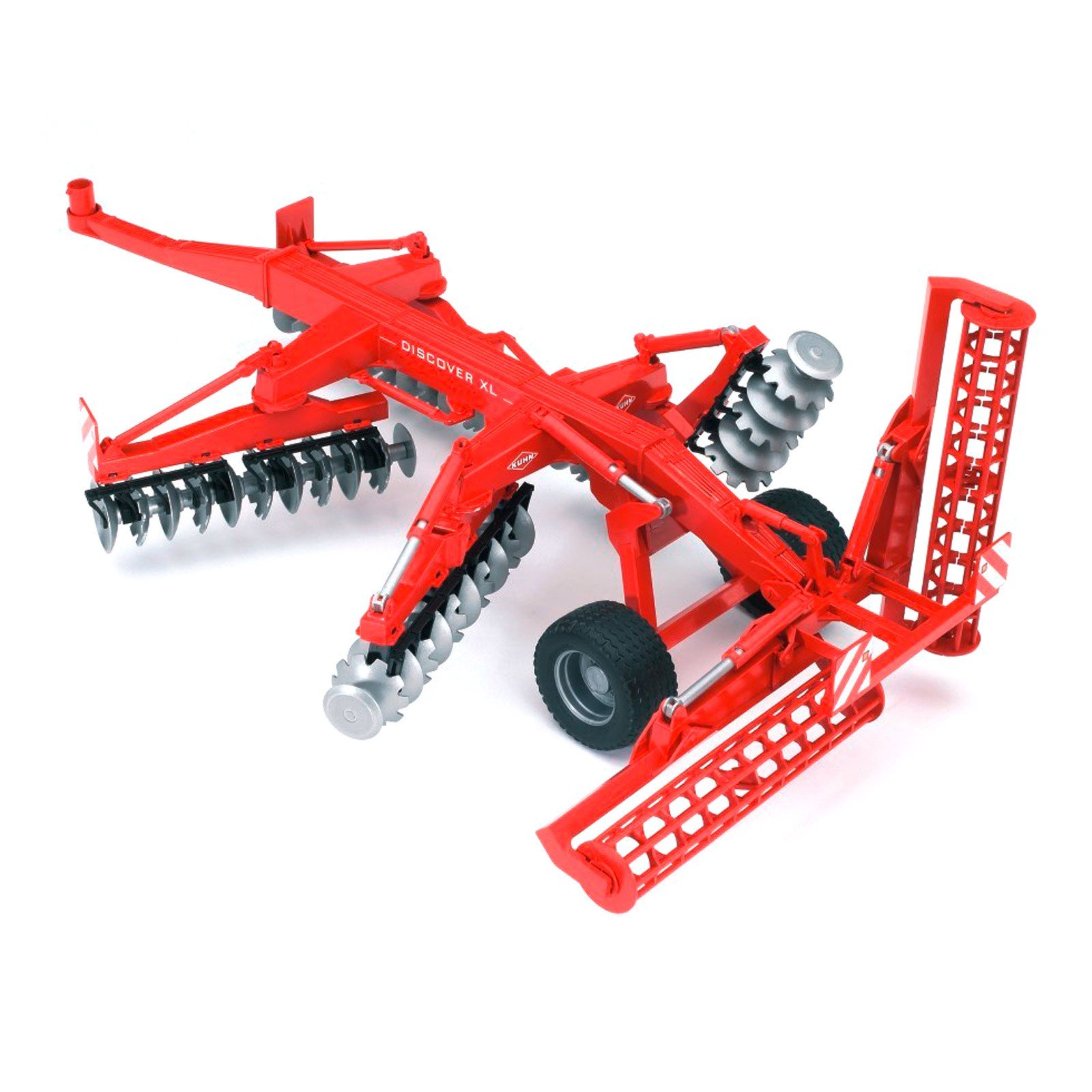 Bruder 02217 Disc Harrow Tractor Attachment, 1:16 Scale Red Farm Equipment Toy for Tractor Models | Functional Cultivator Toy for Realistic Farm Play