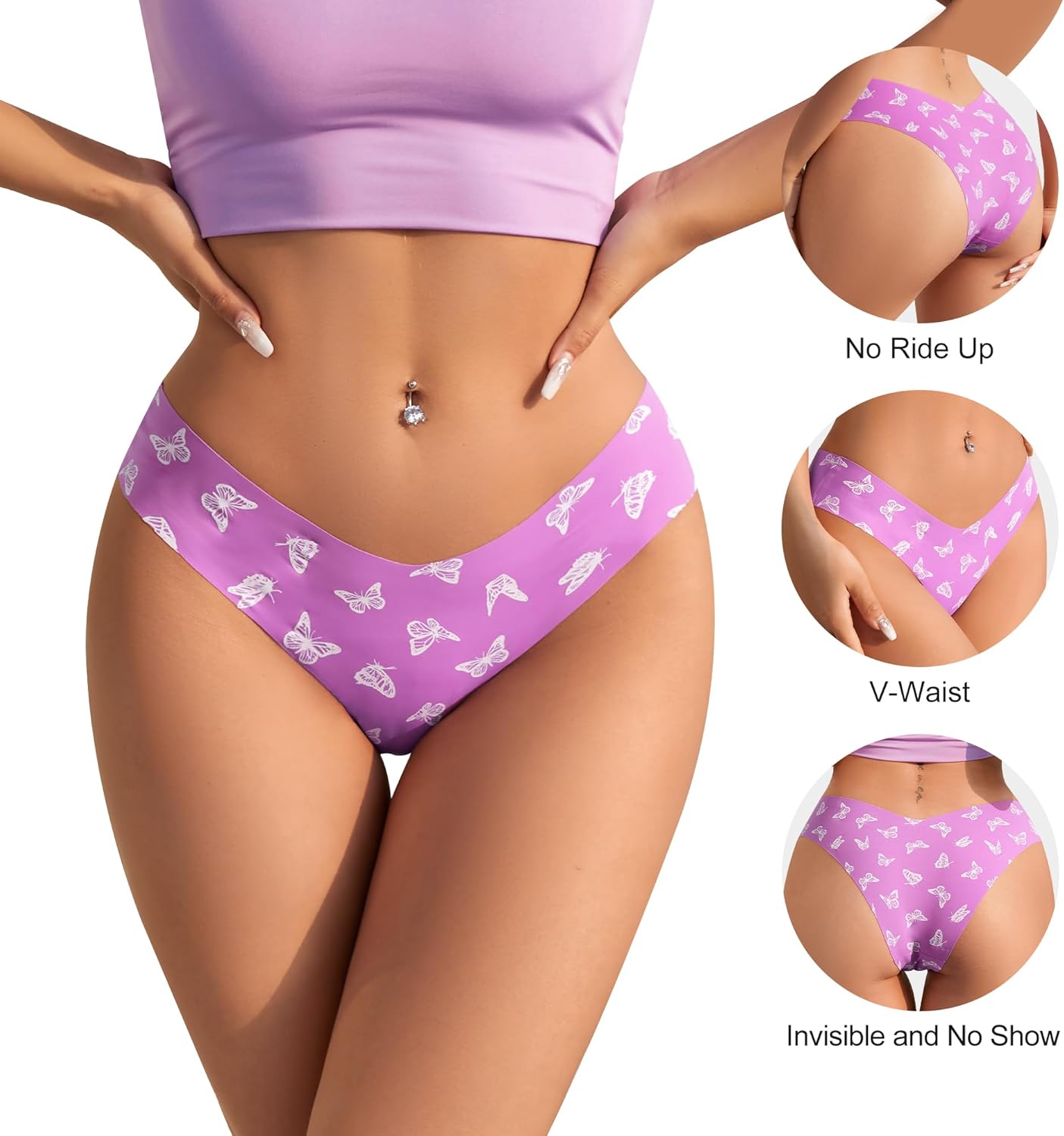 DEANGELMON Women Seamless Bikini Cheeky Underwear Invisible No Show Panties V-Waist Hipster Ladies Soft Stretch Multi Pack - Image 3