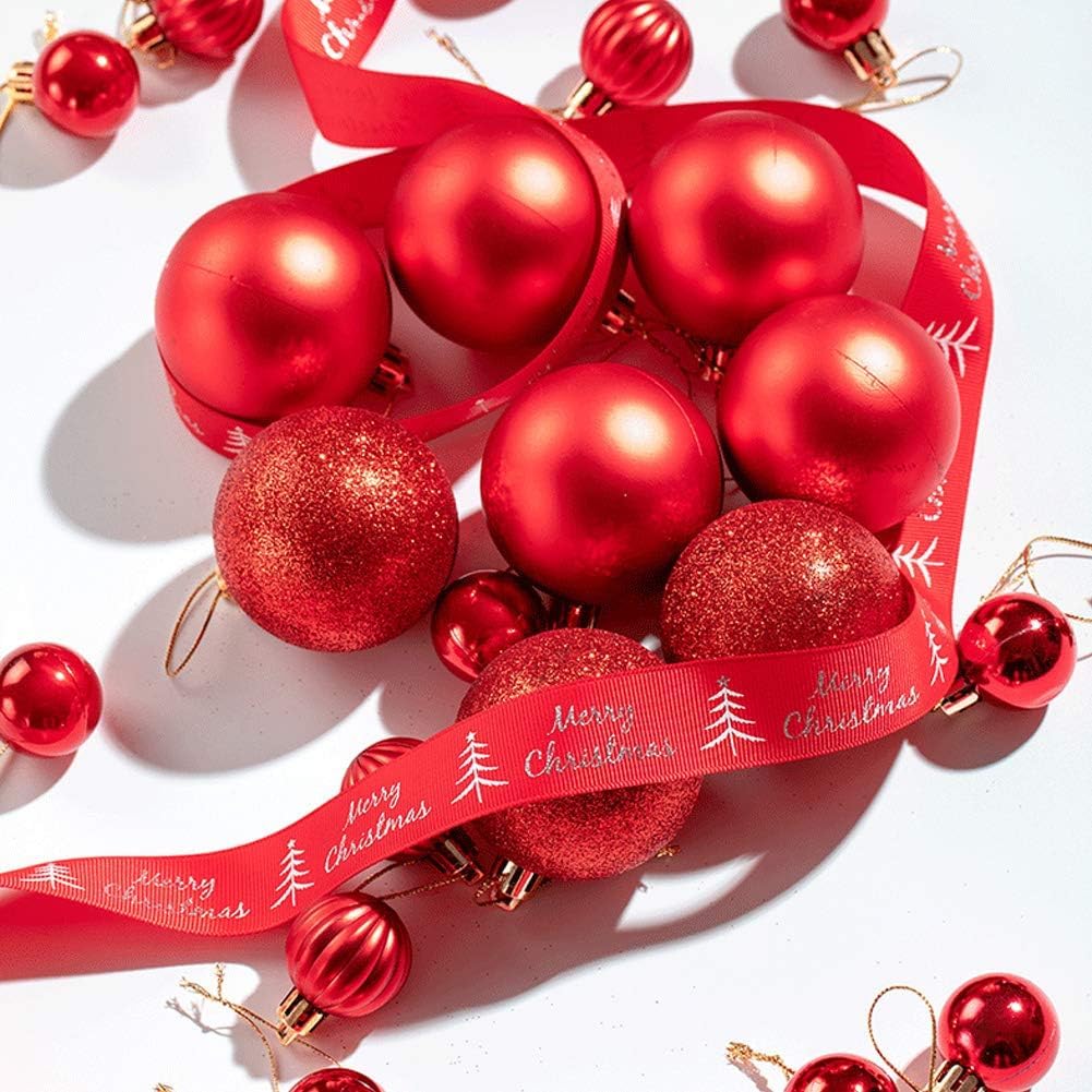 Evisha Christmas Tree 4 CM Baubles, 24 Pack Shatterproof Silver Ornaments, Matte and Glitter Finish Balls, Indoor Holiday Decorations with Storage Box, Modern Style 1