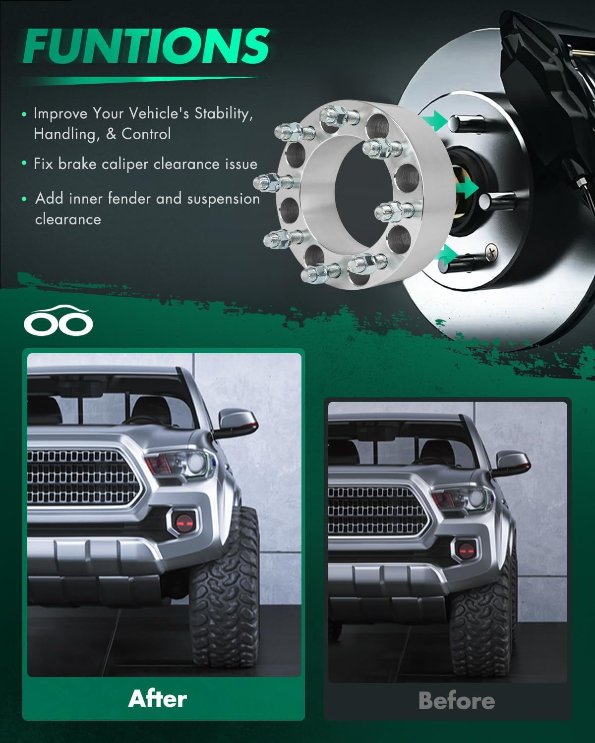 SCITOO 2Pcs Wheel Spacers 2.5 inch 8x6.5 Bore 126mm Studs 9/16 inch 8 Lug Wheel Spacers Fit for Ford E-150 Econoline E-250 Econoline E-350 Econoline for F-250 for F-350 for Ram 2500 3500
