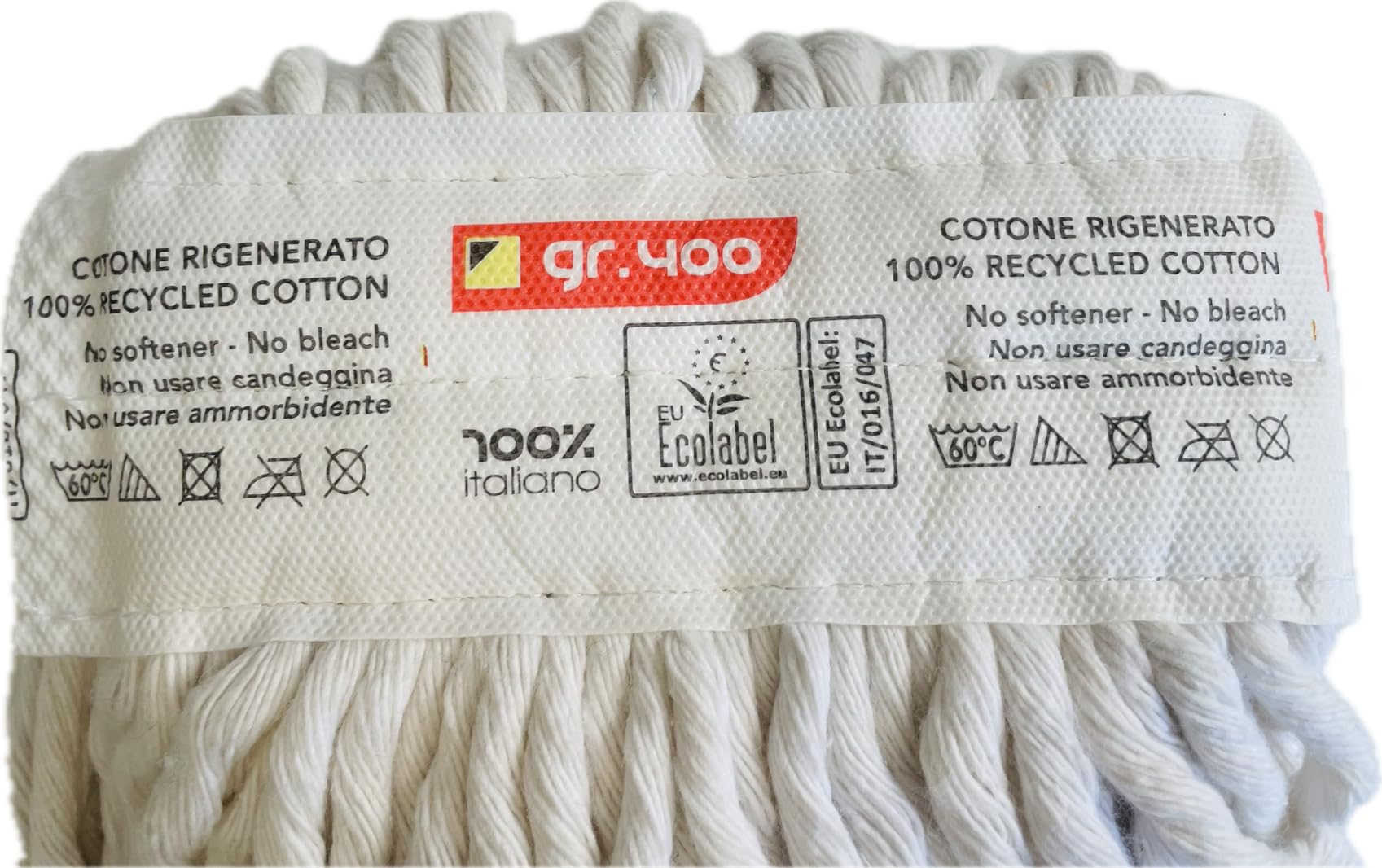 Kit de 3 Piezas de Recambio para mopa de algodón Profesional con Banda de 400 g + 1 Pinza para fregona Blanca