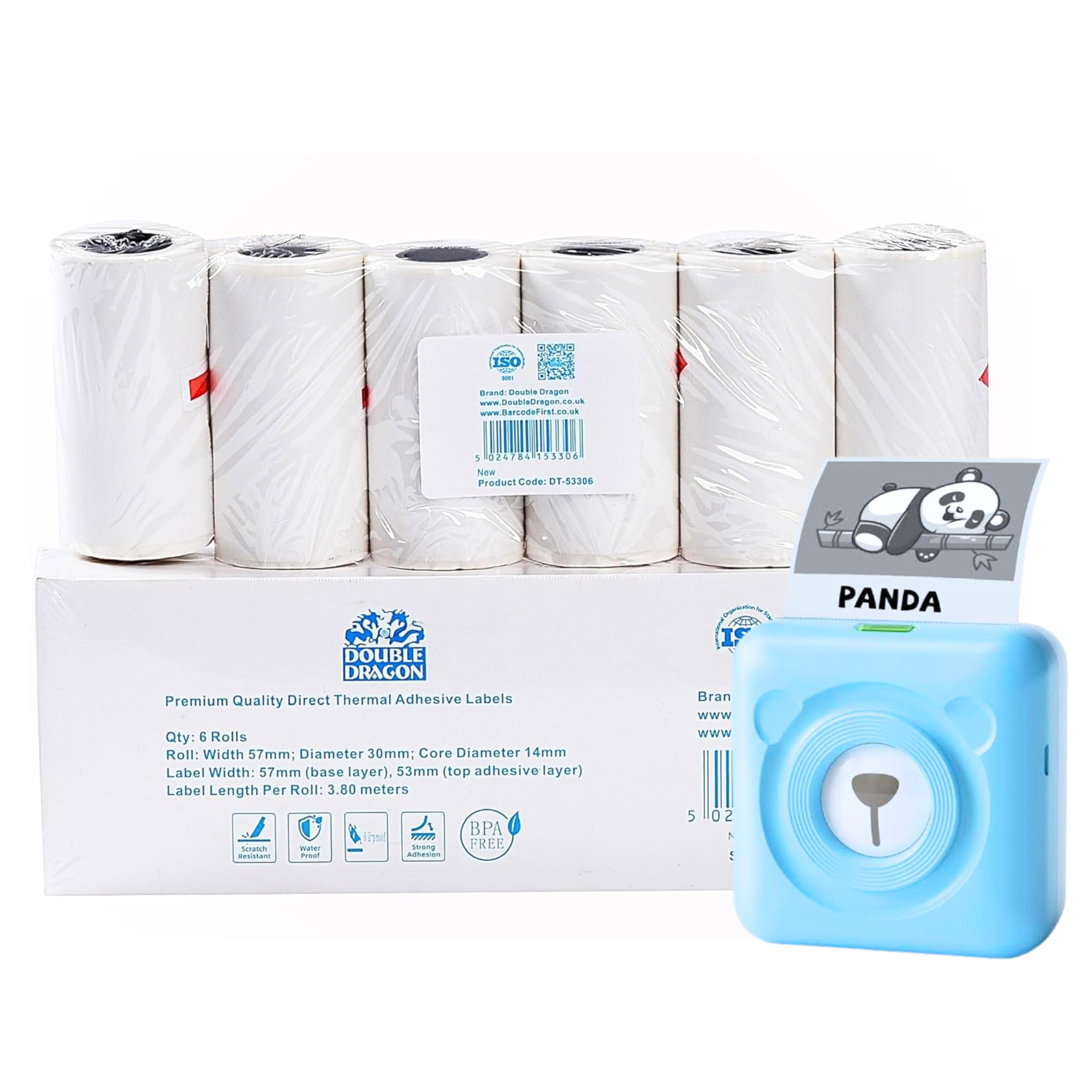 6 Rolls Thermal Label Paper, Compatible with 57mm Print Width Mini Printers (Phomemo M03/M04/M220/M221, Paperang P2, Peripage A6) – Not for Printers Under 57mm Print Width (e.g. M02/M110/T02)