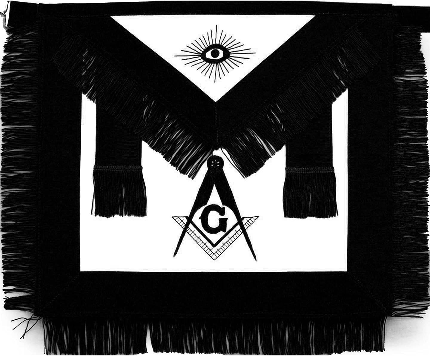 BRICKS MASONS Master Mason Blue Lodge Funeral Apron - Square & Compass G with Fringe