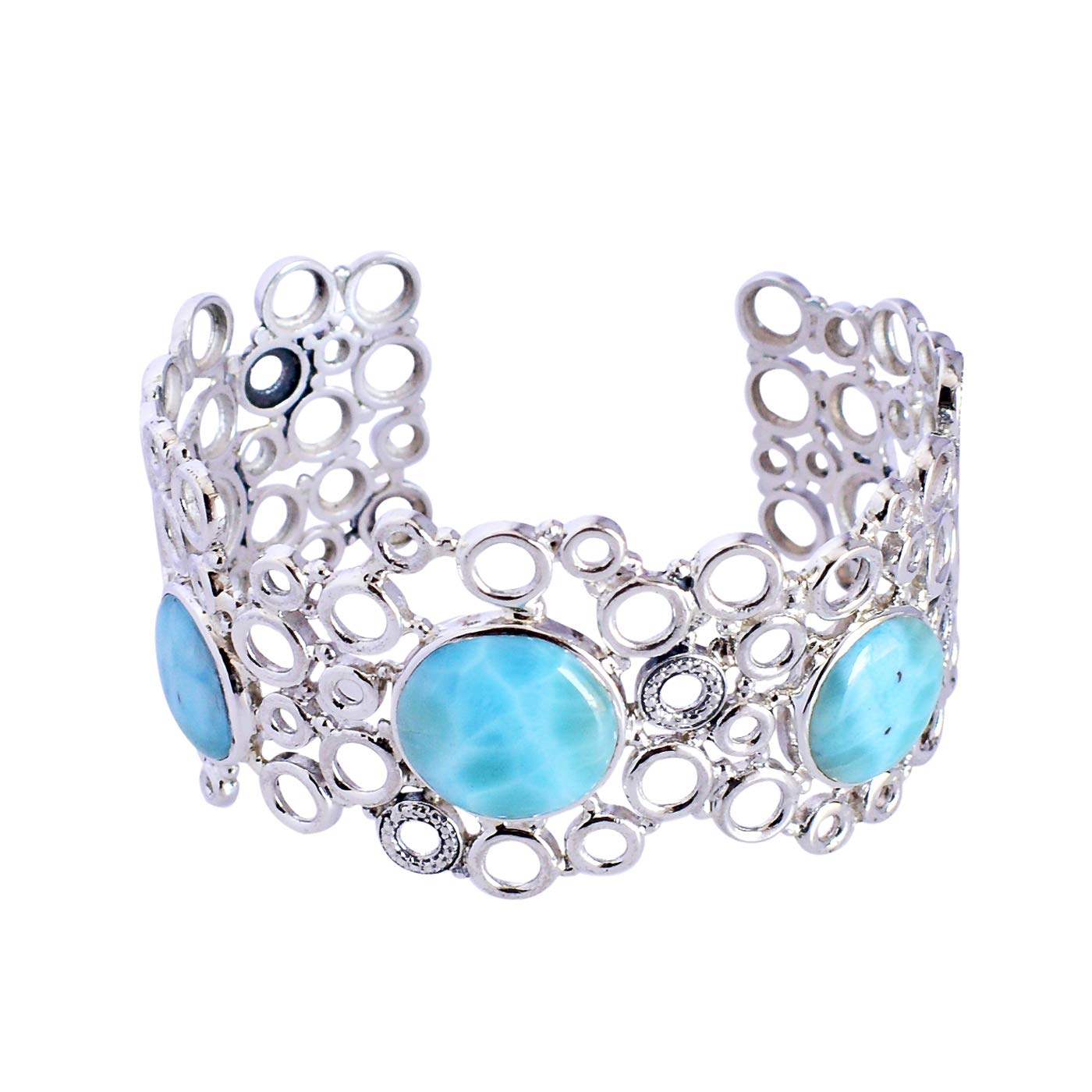 Bracelet Larimar fait main en argent sterling 925 massif bijou femme FSJ-5691 - 6