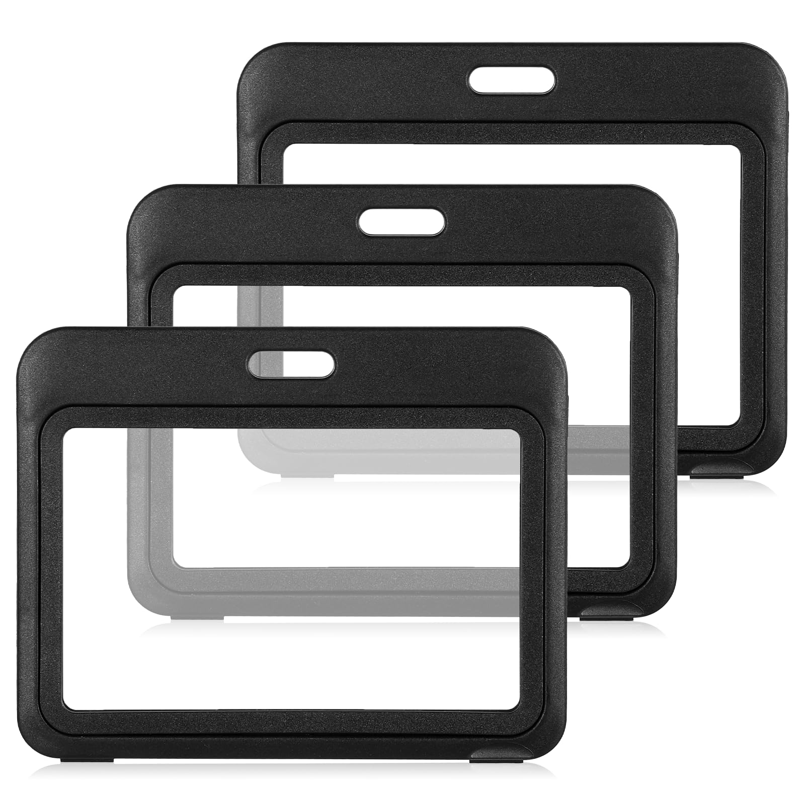 Photo 1 of HJZHII 5Pcs Horizontal Hard Plastic ID Badge Holder Sliding ID Badge Holder