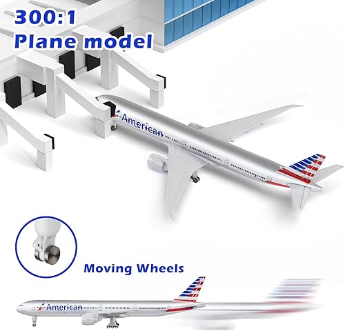 Miniatura 4 de Lose Fun Park (2 unidades de modelos de avión fundidos a presión escala 1300 American Boeing 777 y Delta Boeing 747 Modelos