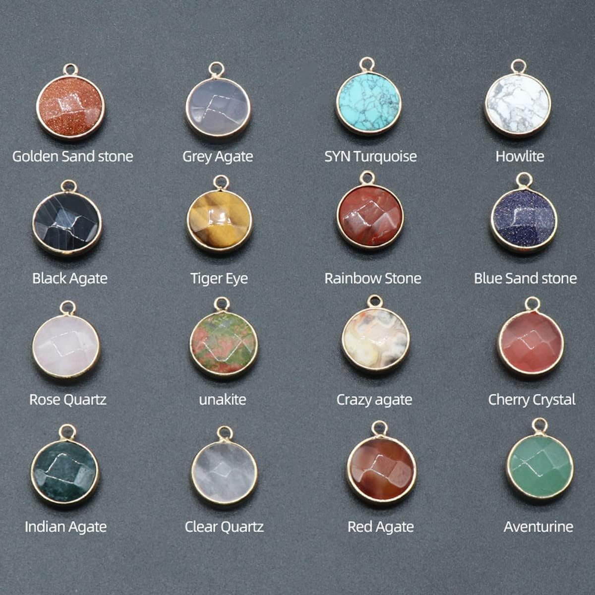 QSLLER 10pcs Natural Crystals Stone Pendants White Turquoise Jade Section Round Small Charms For Bracelets Earrings DIY Jewelry Making - Image 4