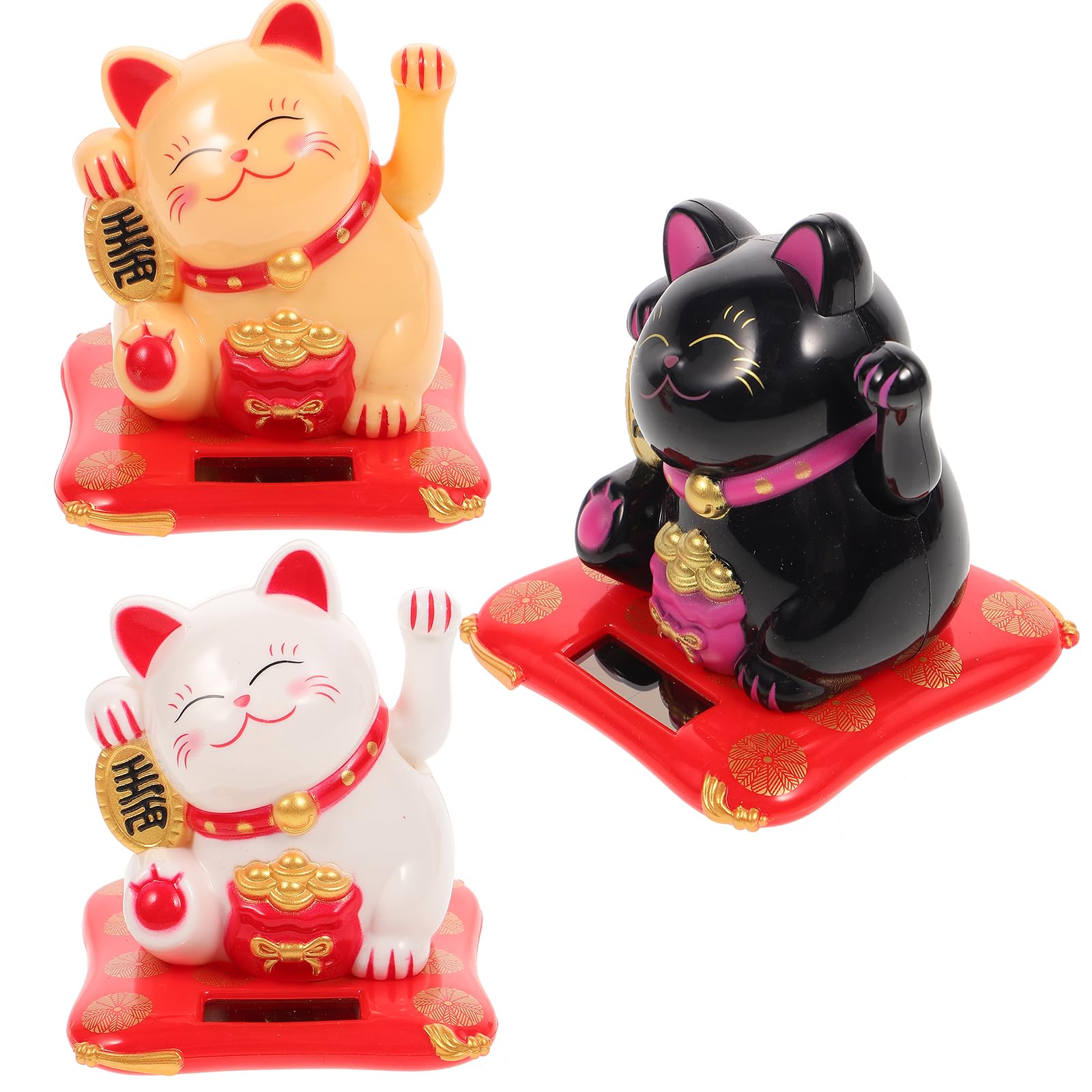 Amazon.co.jp: iplusmile 3個セット ソーラー動く招き猫 6.80Cm 手を