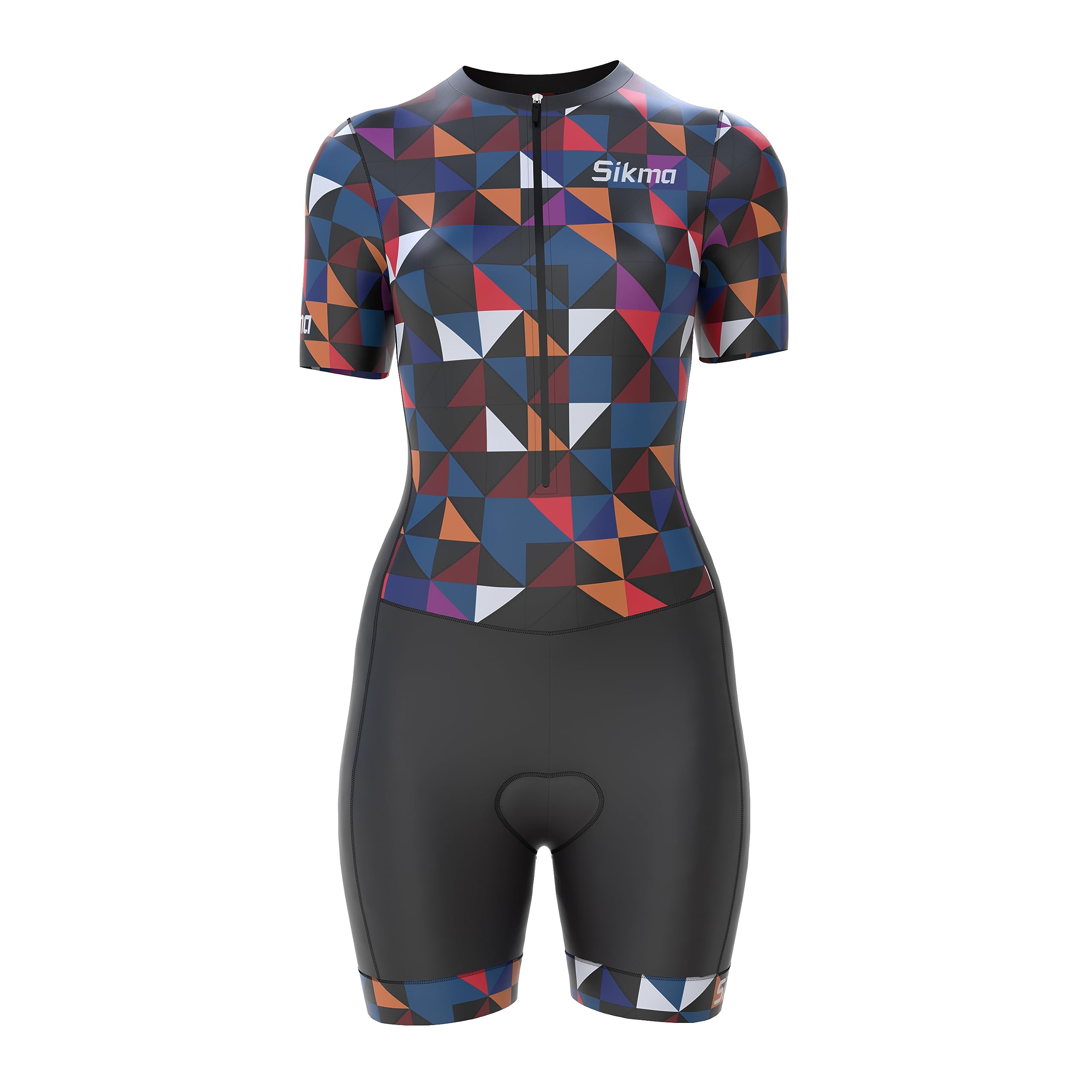 Ladies Cycling Skinsuit Women Padded One Piece Trisuit Bike Top Short Sublimated Design bib Short