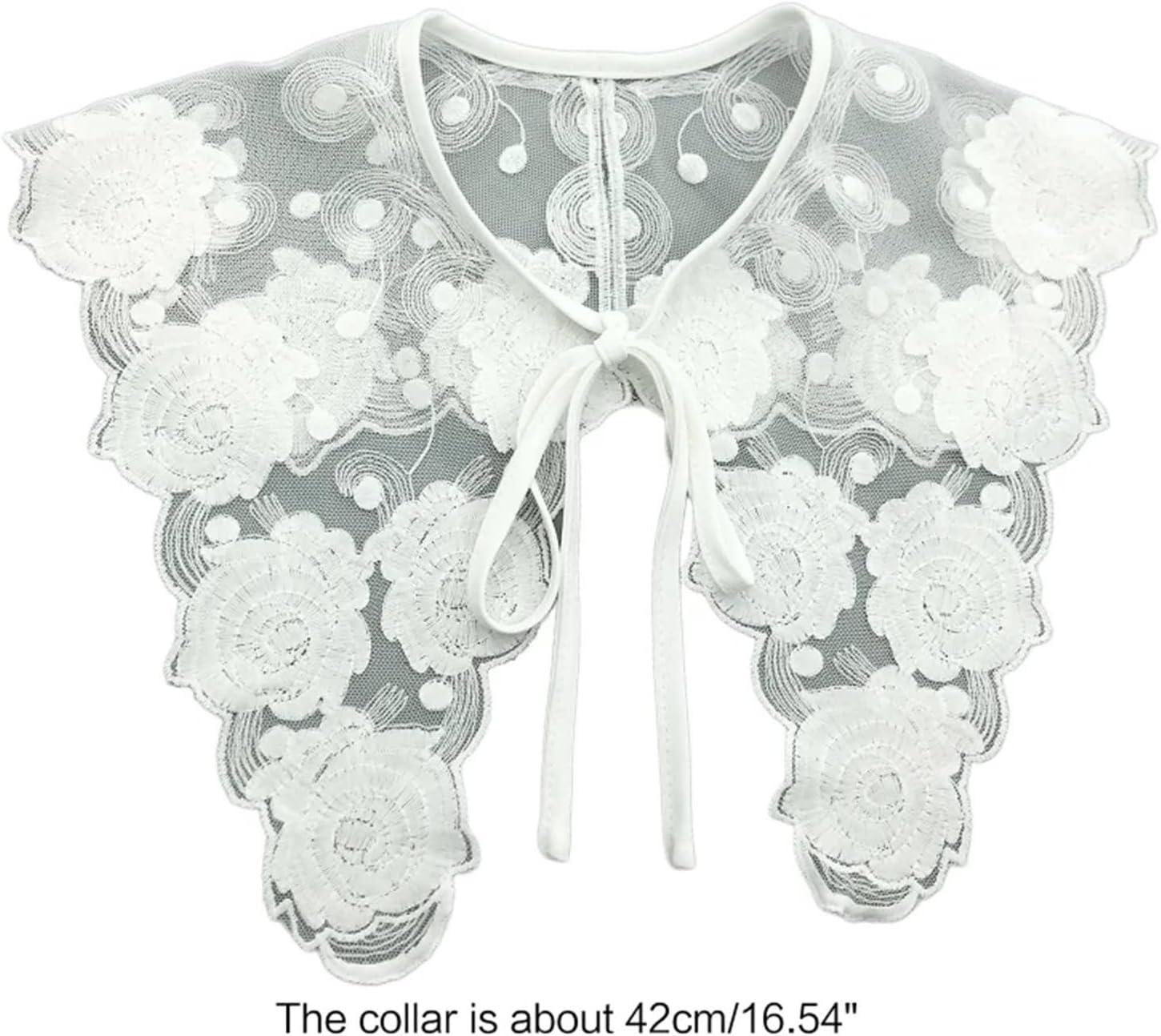 つけ襟 付け襟 レディース 付け襟 刺繍の襟 ネックライン 付け襟 取り外し可能な襟 ファッション小物 (色 : 白, Size :