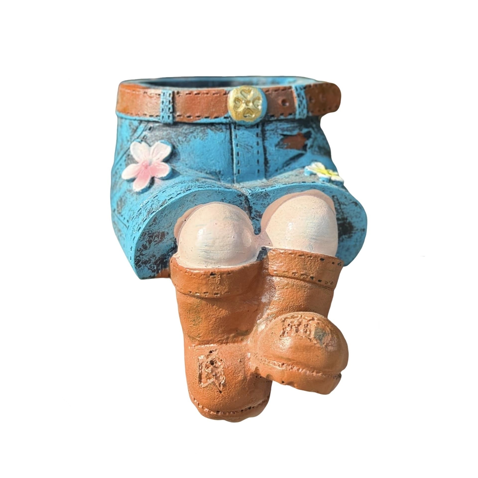 HABITZ Creative Denim Pants Jeans Skirt Flower Pot Resin Succulent Planter Flowerpot Garden Figurines Ornament Plant Pots Decorative For Succulents Outdoor Indoor Home Lawn Yard Courtyard(2)