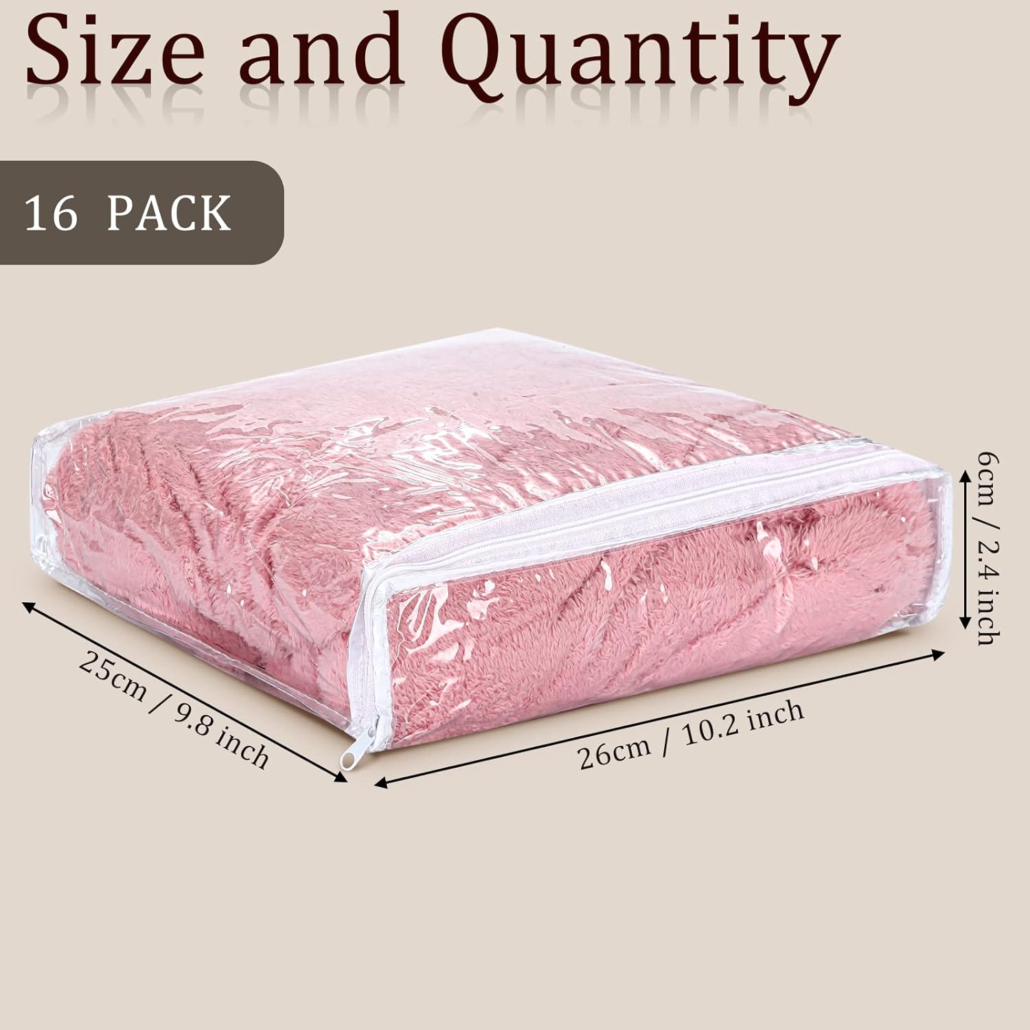 Kingdder 16 Pcs Clear Zippered Storage Bags Plastic Sweater Bags with Zipper 12 x 12 x 4 Inch Vinyl Sheet Organizer and Storage for Clothing Blankets Sheet Linen Bed Pillow Cube Organizer